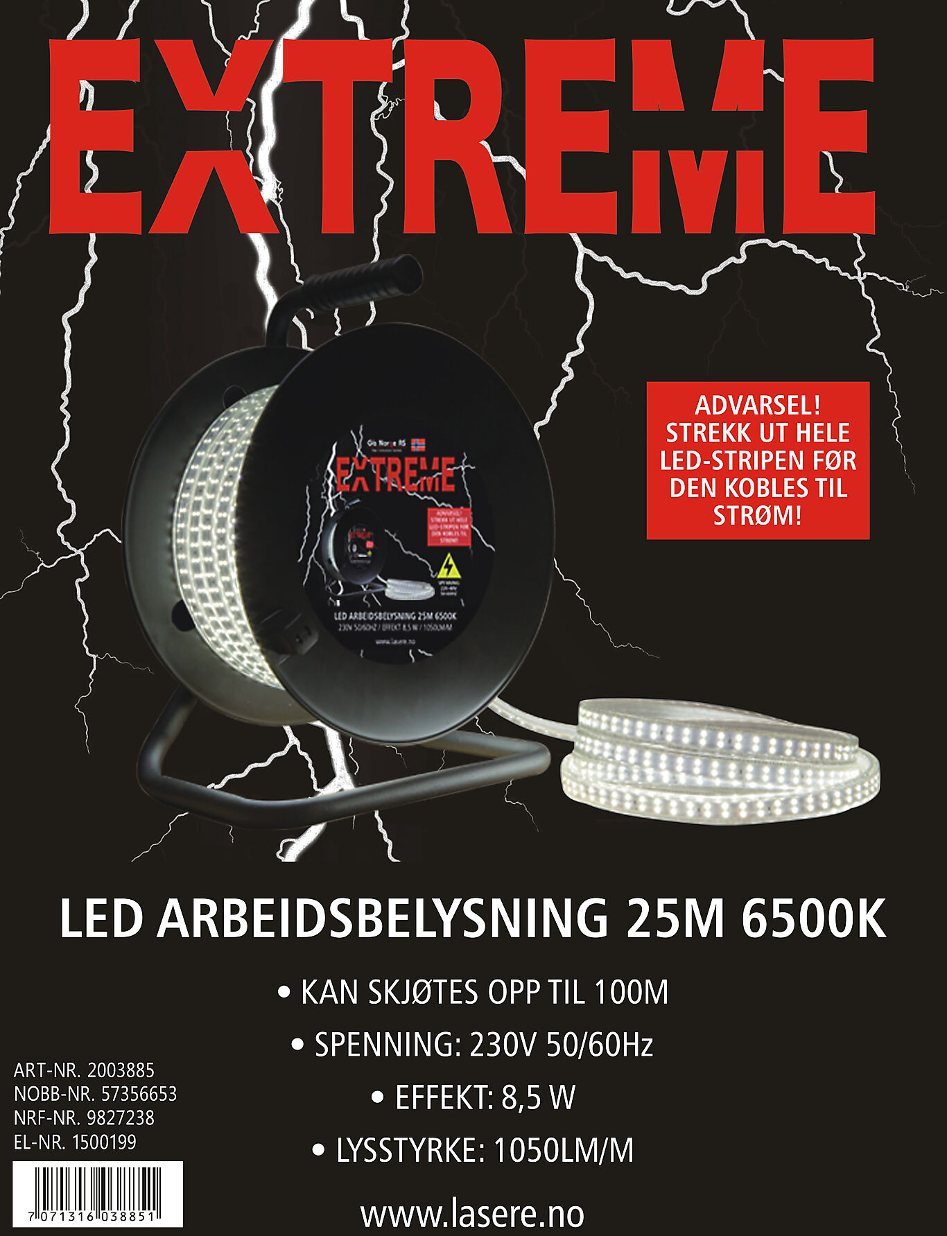 LED arbeidslys på rull 25 meter