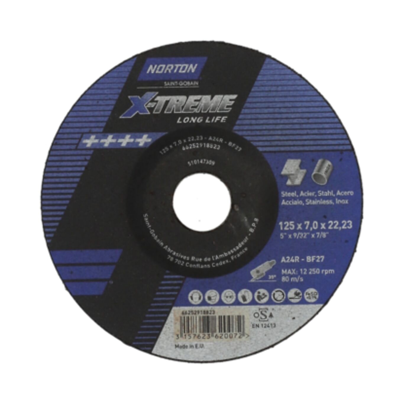 Norton Norton X-TREME Slipeskive METALL SENTER22,23 K24 Ø125x7 1