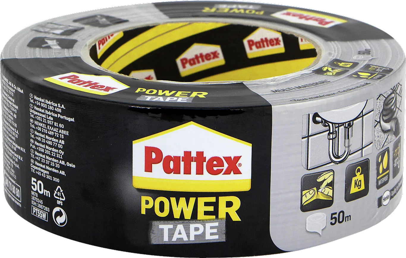 Tape power sølv 50 meter