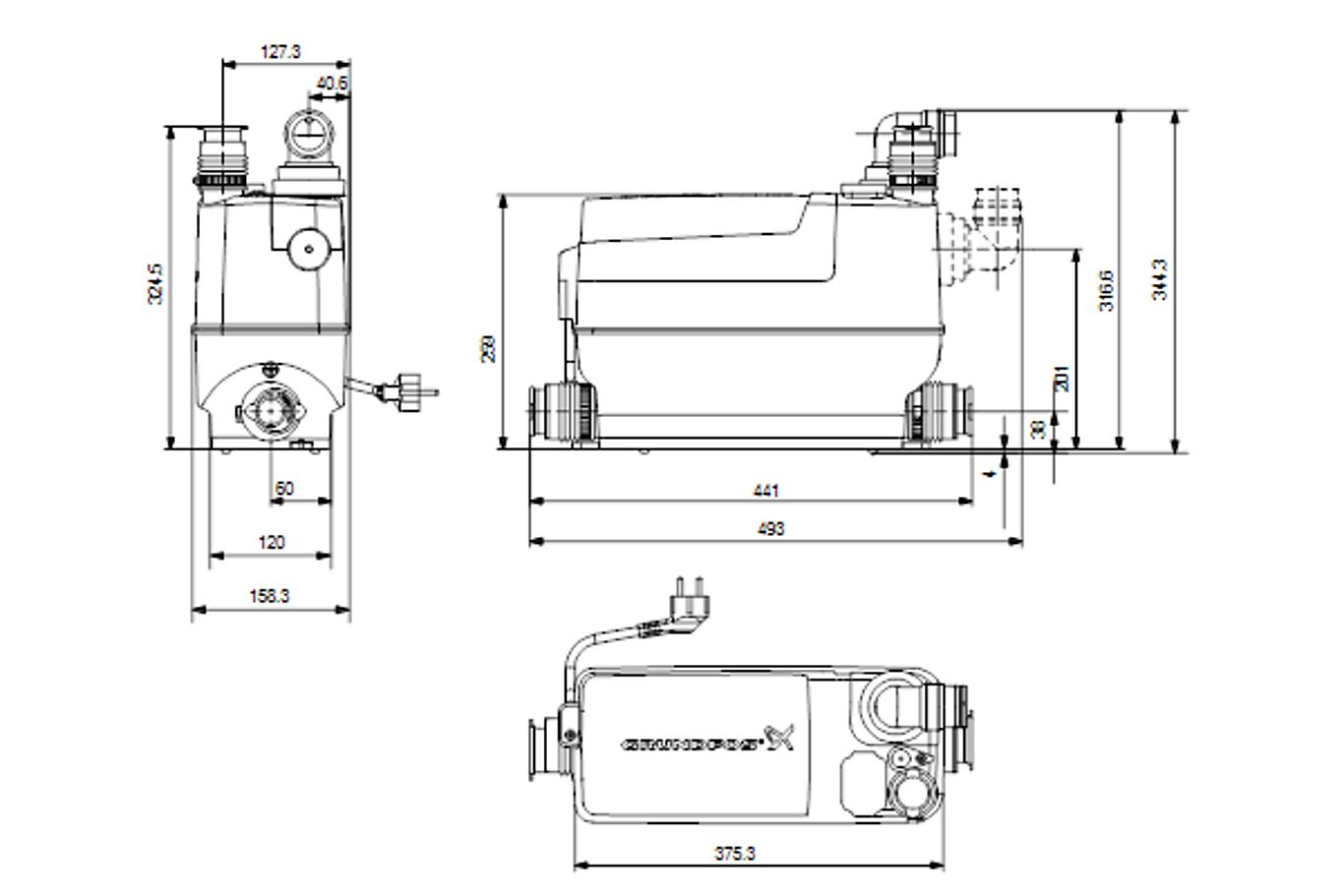Grundfos Avløpsautomat C3 Sololift 2. Max 75° 2