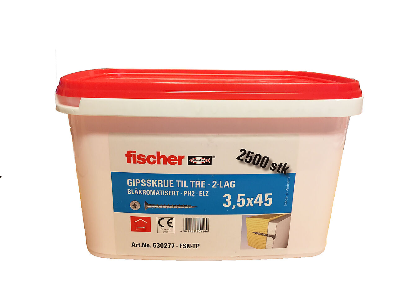 Fischer Skrue gips/tre i bøtte ELZINK 3,5 x 45 mm 2500 stk 1