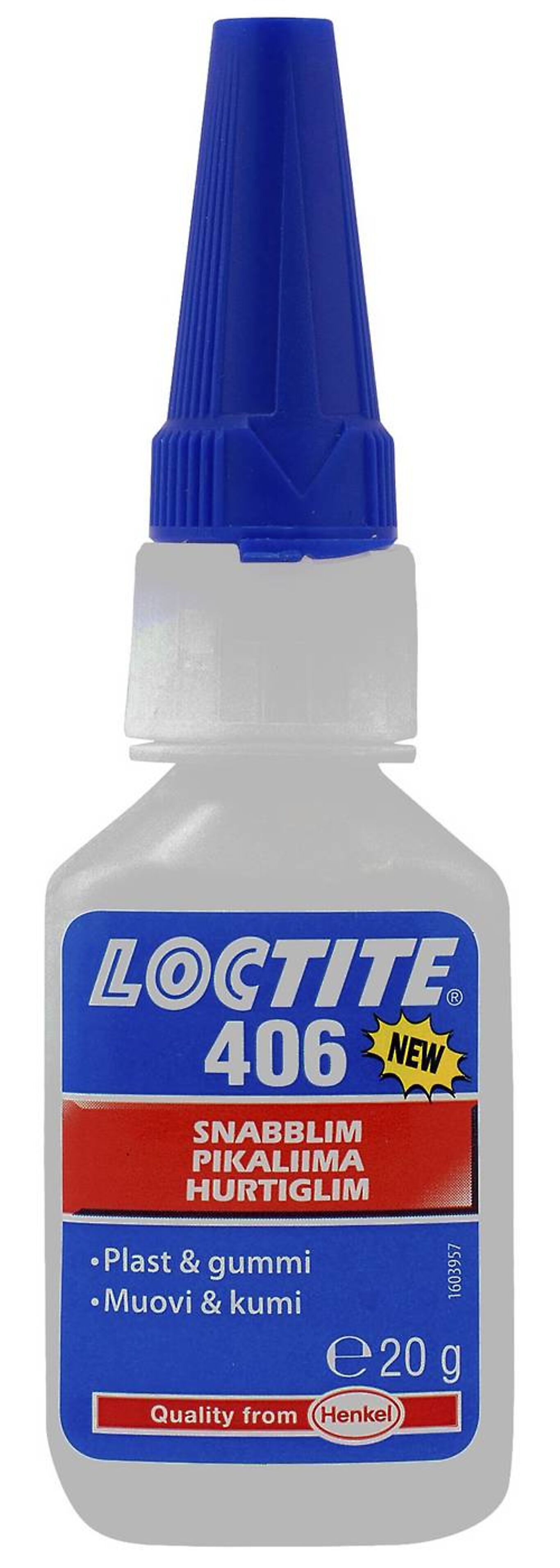 Hurtiglim Loctite 406 f/ plast/gummi 20 gram