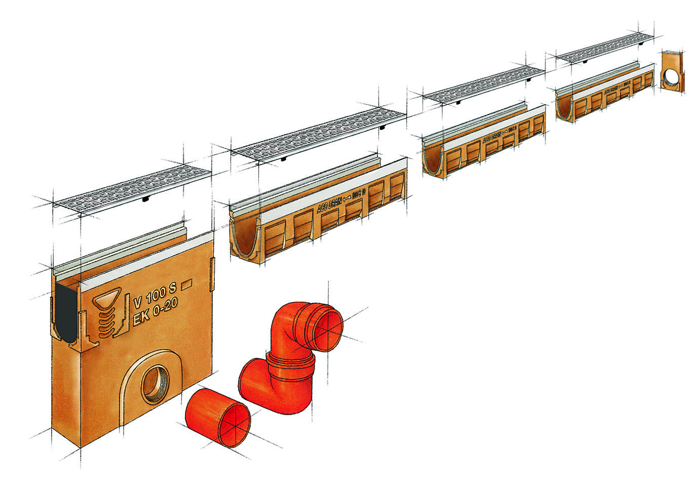 Renne multiline type 0,0 V150S L=100 cm galv. u/fall 1