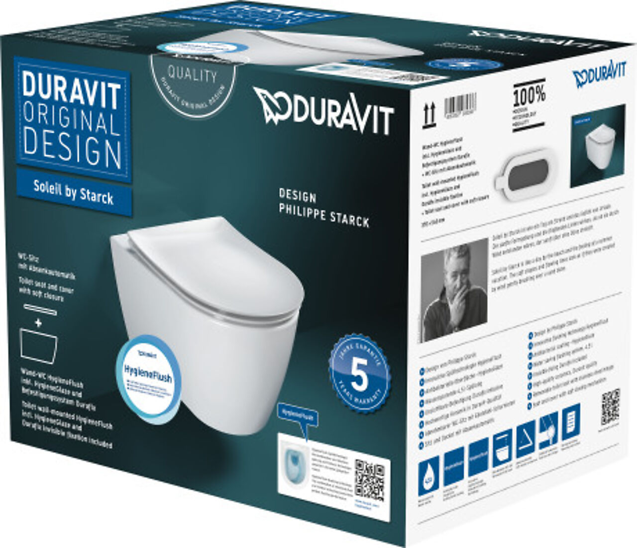 Duravit Soleil by starck veggtoalett, grab&go box 370x540 mm u/skyllek.,rotasjonsspyling/hygieneflush 1