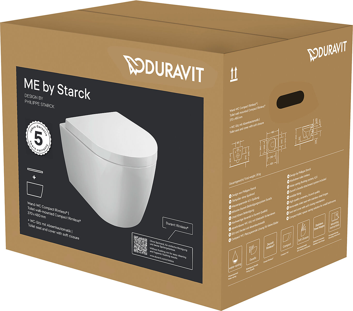 Duravit Duravit ME by Starck vegghengt toalett kompakt 1