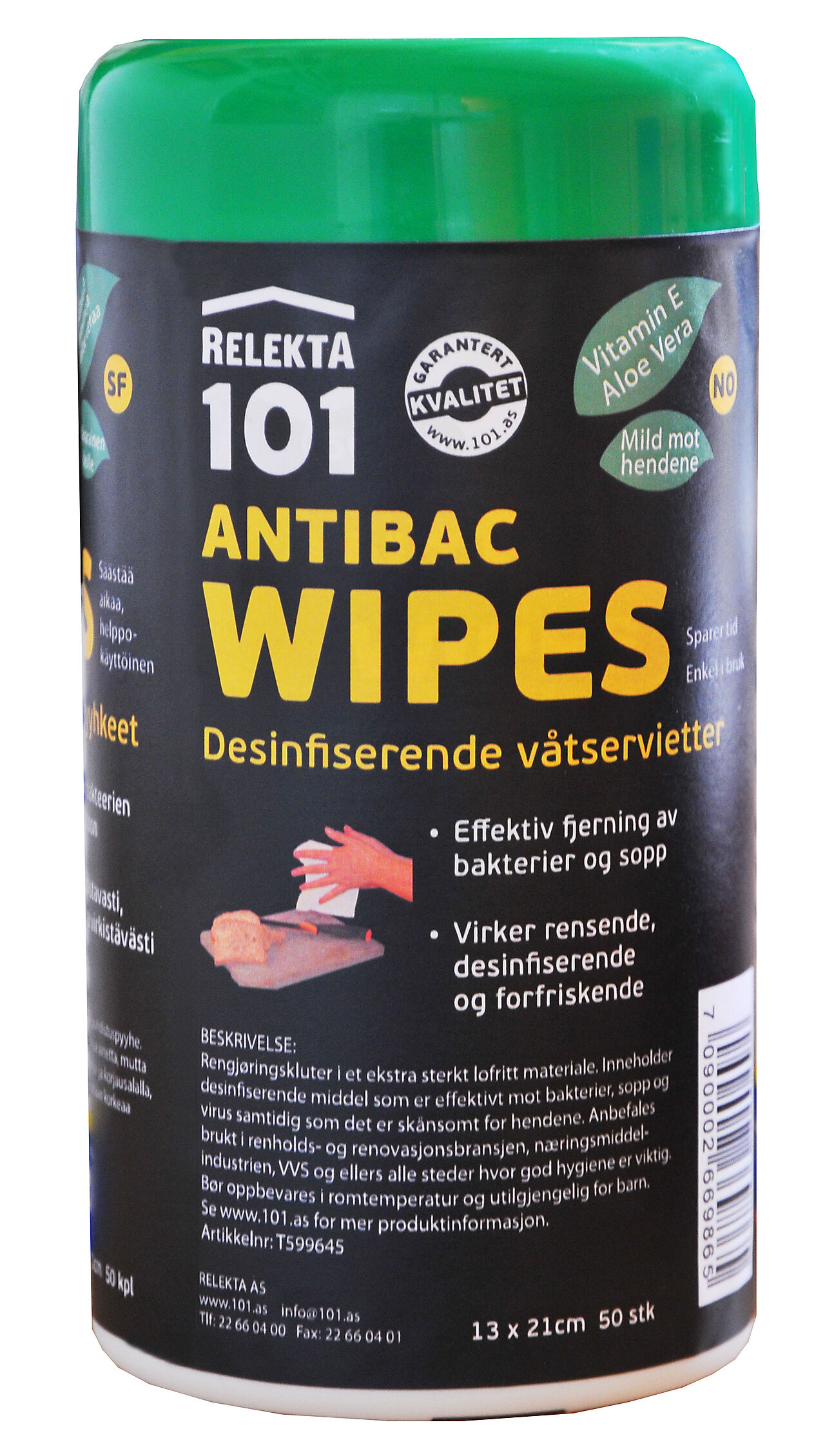 Relekta Våtserviett antibac wipes 50 kluter m/ Aloe vera 1