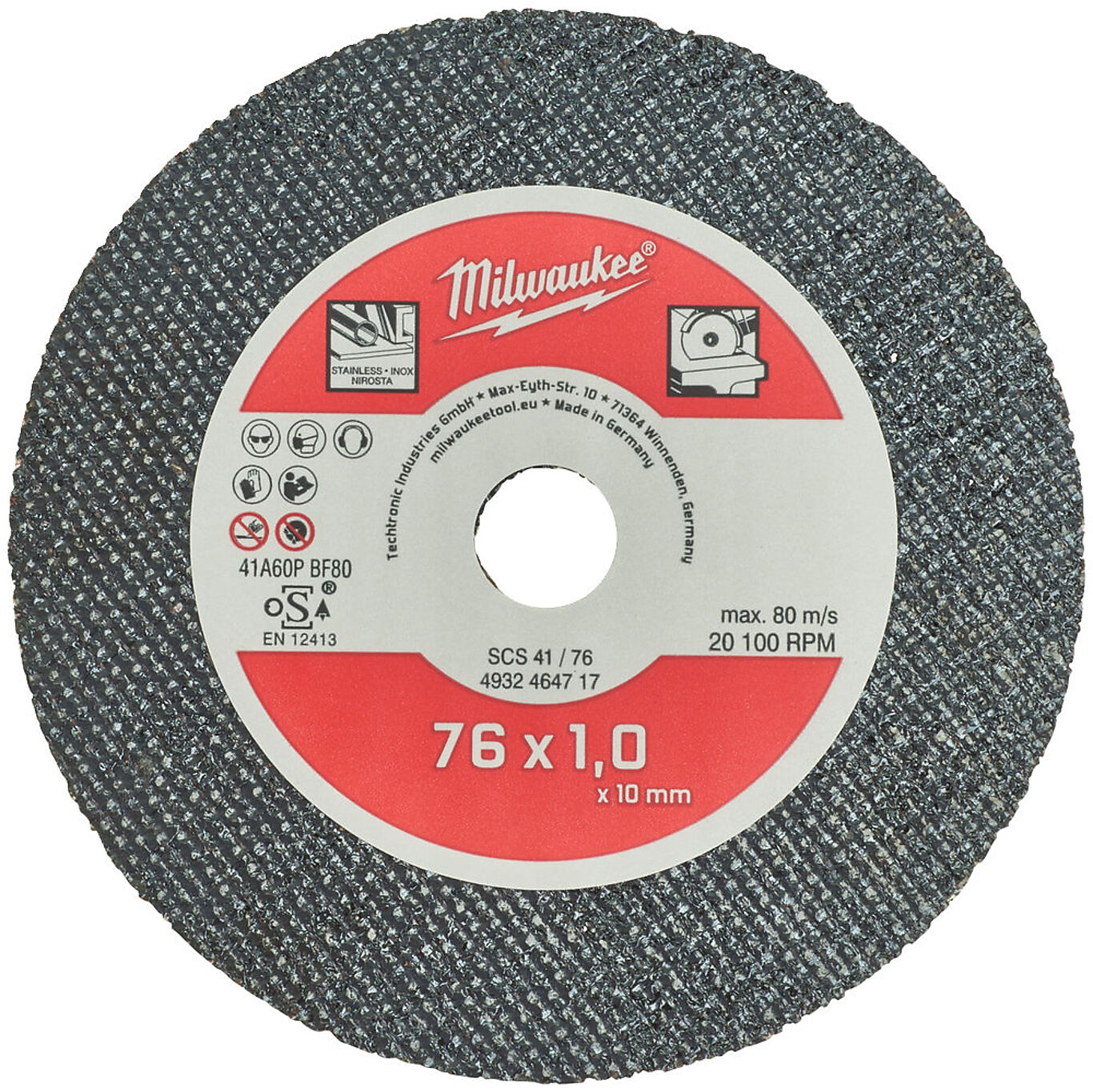 Milwaukee Milwaukee PRO+ Kappeskive SCS41 SENTER10 Ø76x1 5P 1