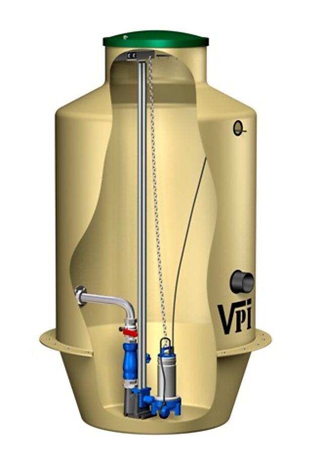 Kingspan VPI Kompus 12-2 GRP pumpestasjon trykkavløp/ 2 kvernpumpe 1