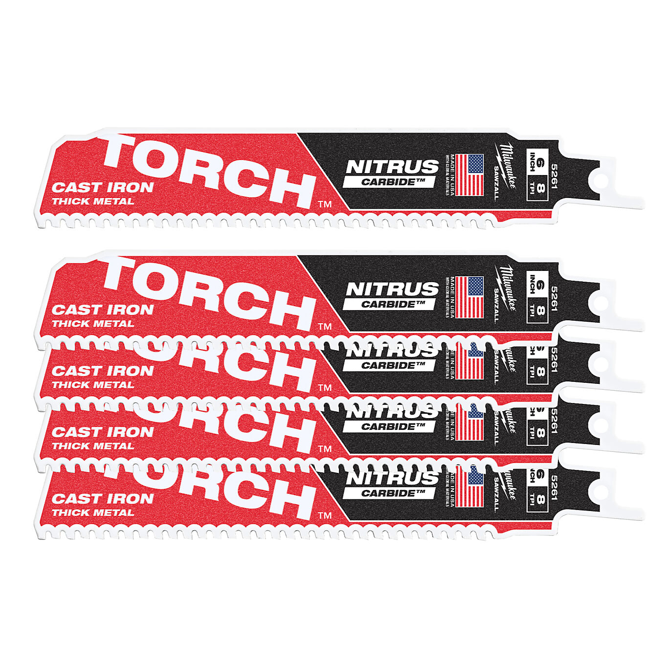 Milwaukee Milwaukee TORCH NITRUS Bajonettsagblad METALL 8TPI 150MM 5P 1