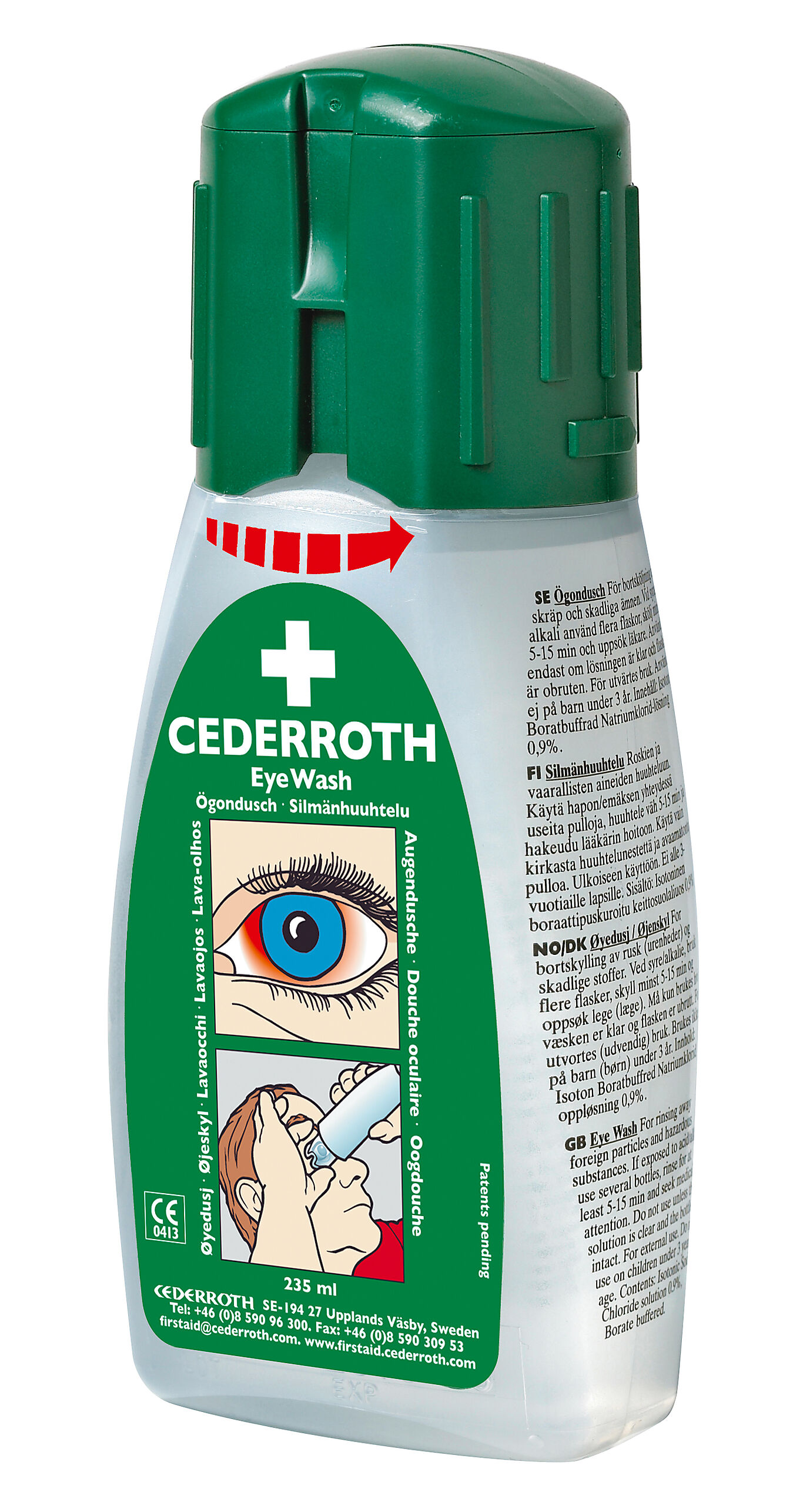 Øyedusjflaske 235ml. Cederroth