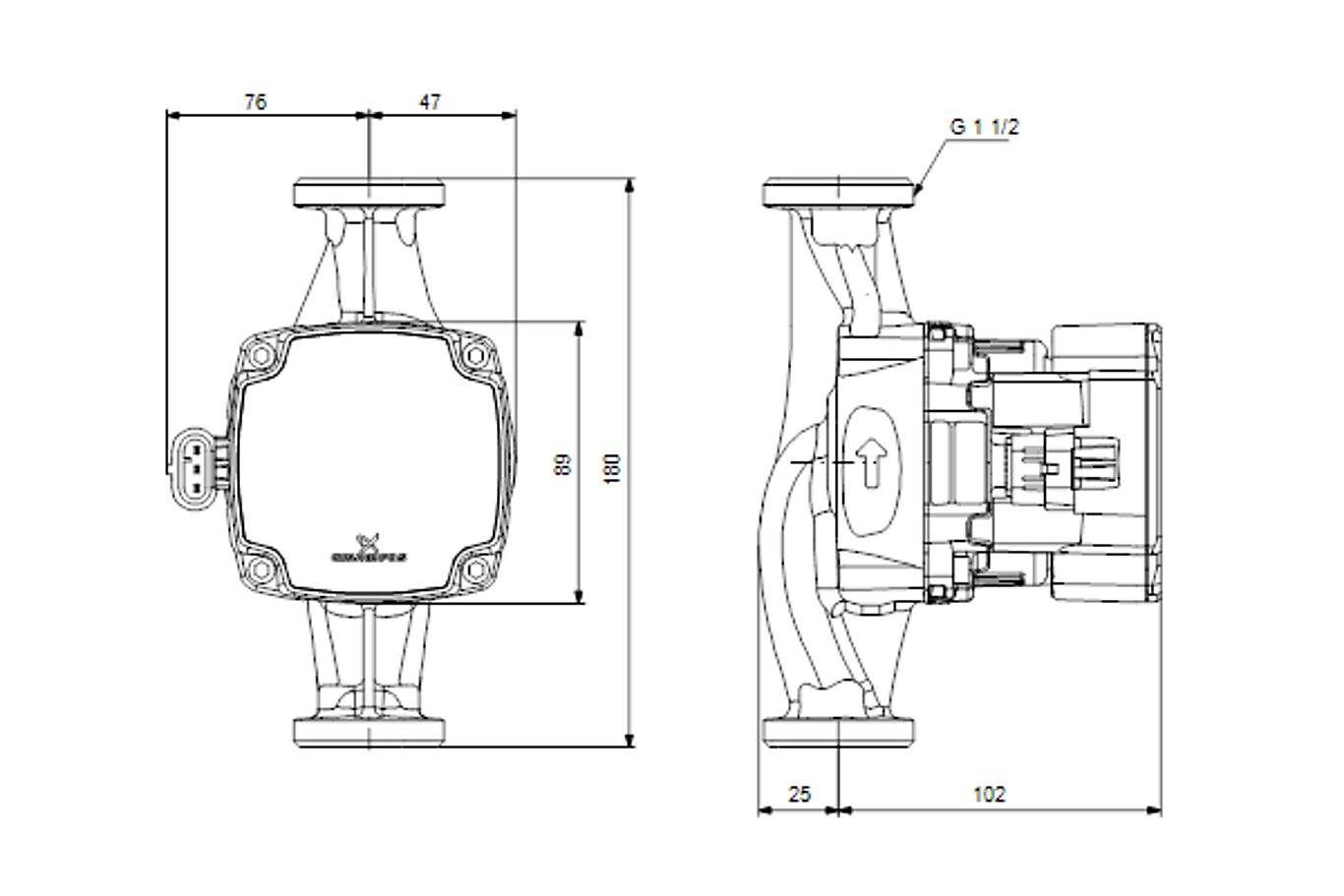 Grundfos Grundfos sirkulasjonspumpe Alpha1 Go 25-60 180 1