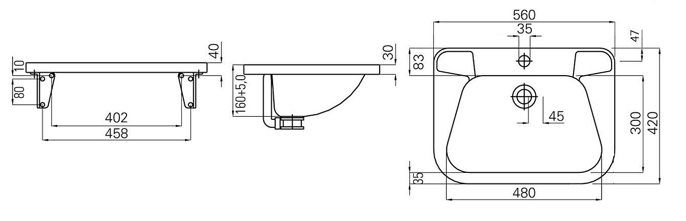 Intra Intra RS72 rustfri servant 56 cm 2