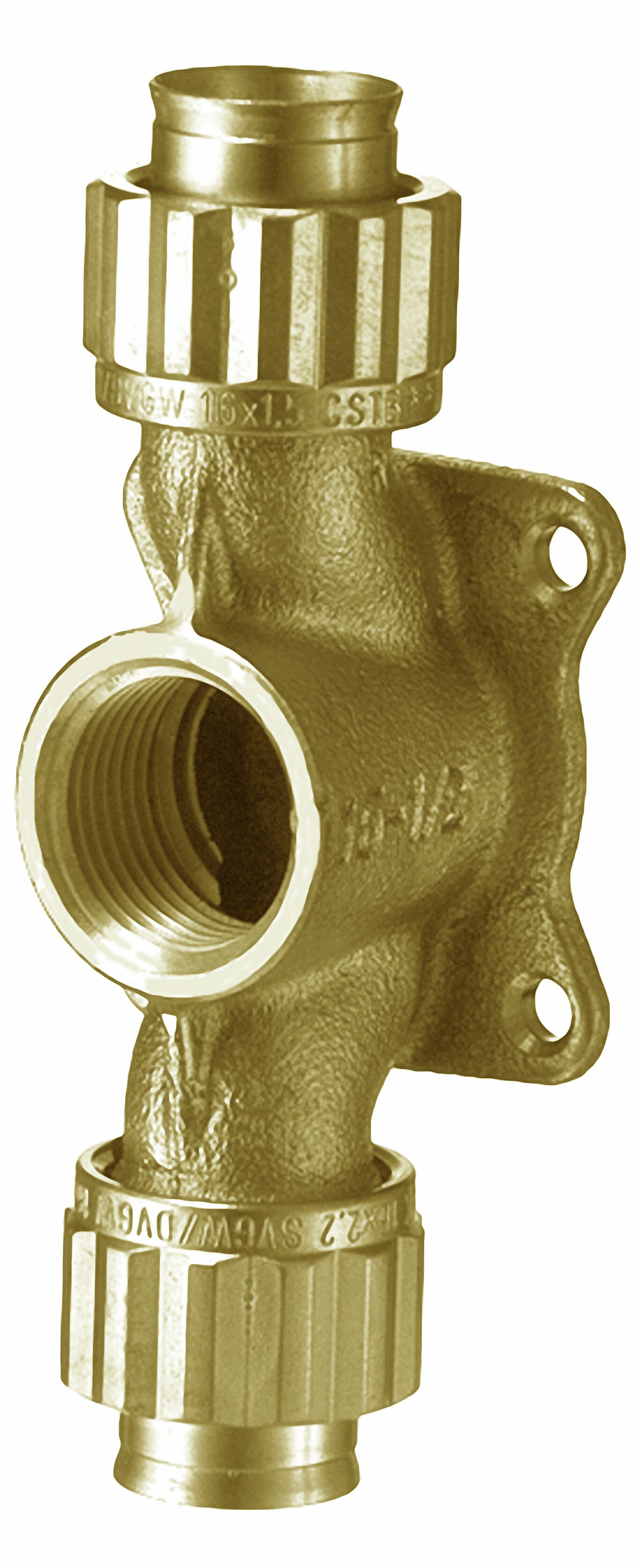 Armaturjonsson Sanipex t-rør m/veggfeste 16 x 1/2" x 16 1