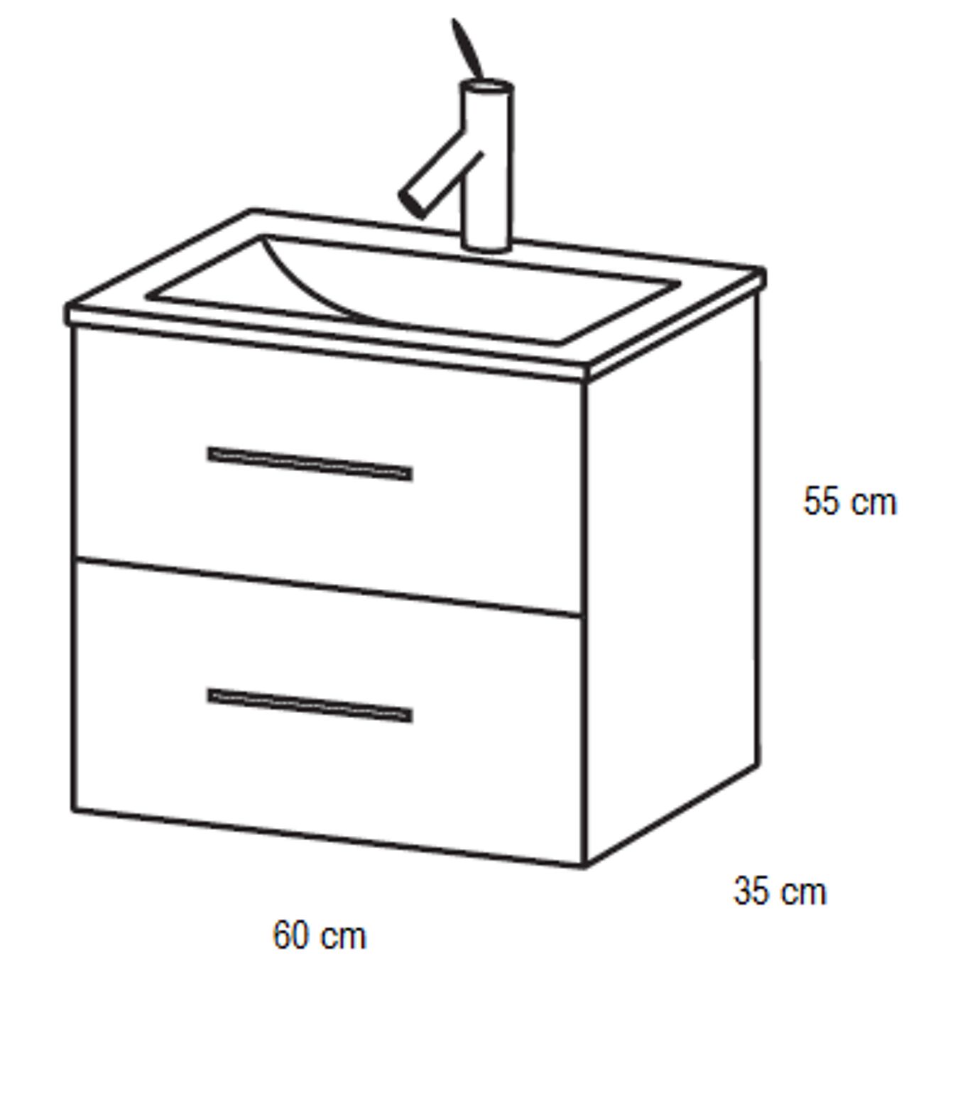 Alterna Alterna Malin Mini 60 cm underskap med 2 skuffer hvit høyglans 2