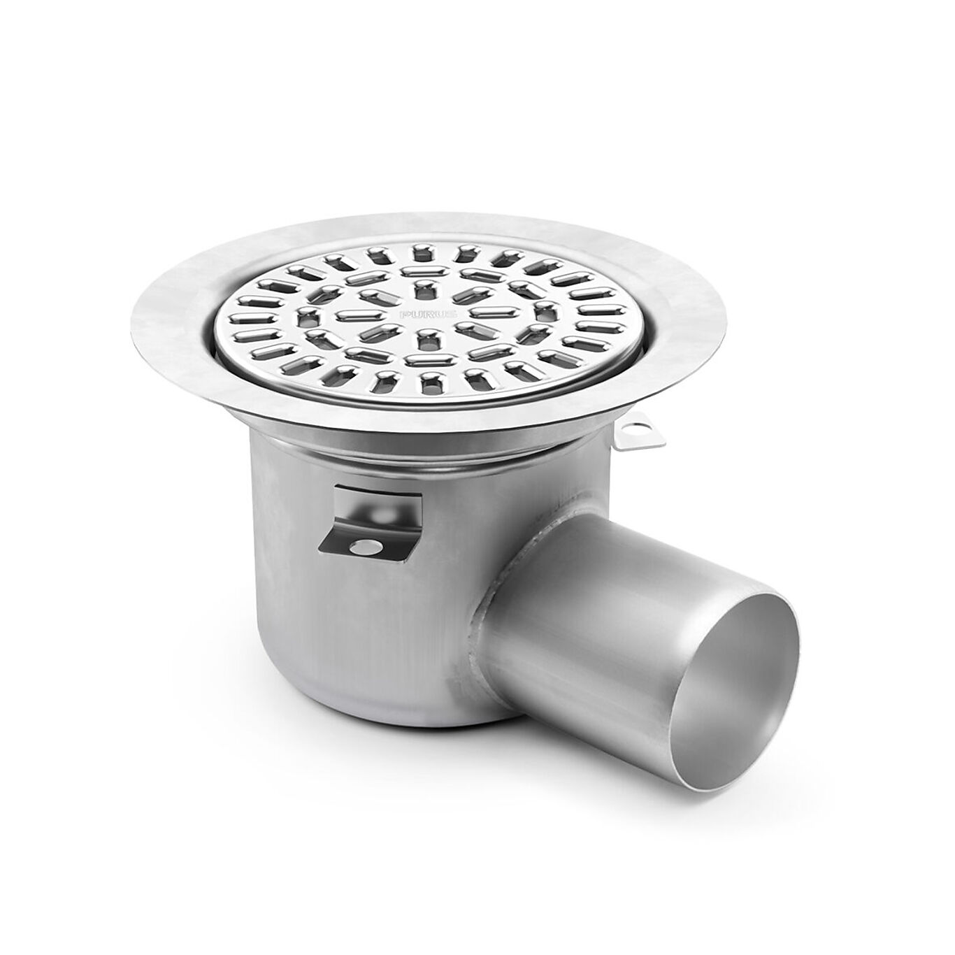 Purus Sigyn sluk 75 mm rustfri med sideutløp 1