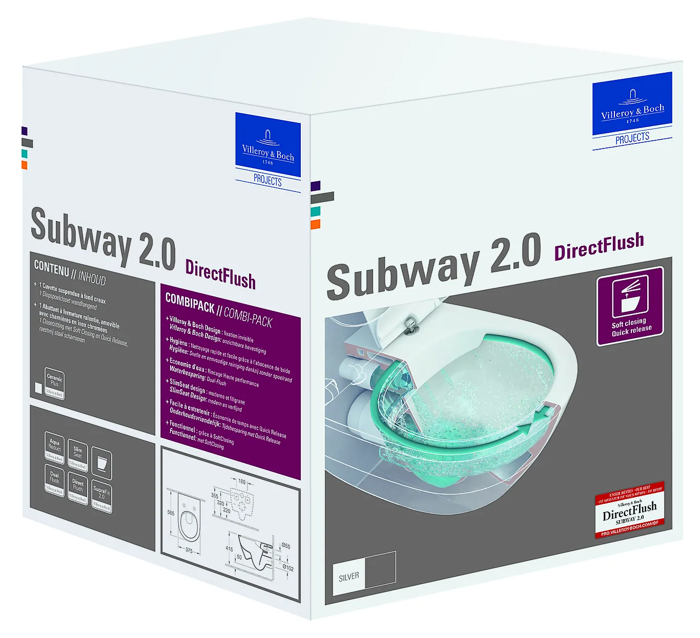 Villeroy & Boch Villeroy & Boch Subway 2.0 vegghengt toalettpakke 2