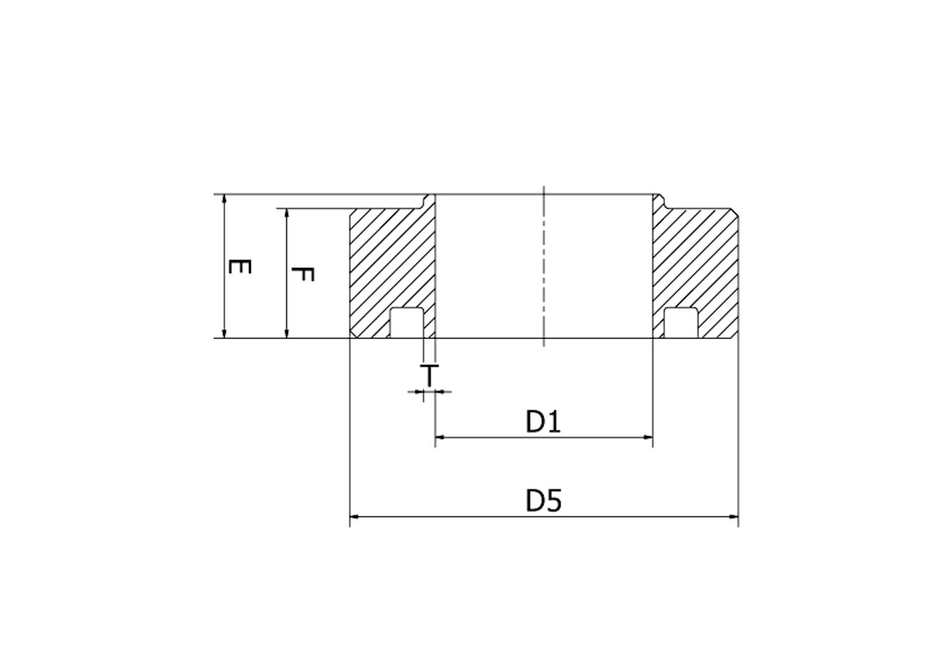 Union nippel kort 316L 25,0X1,2 E=15 SMS 2