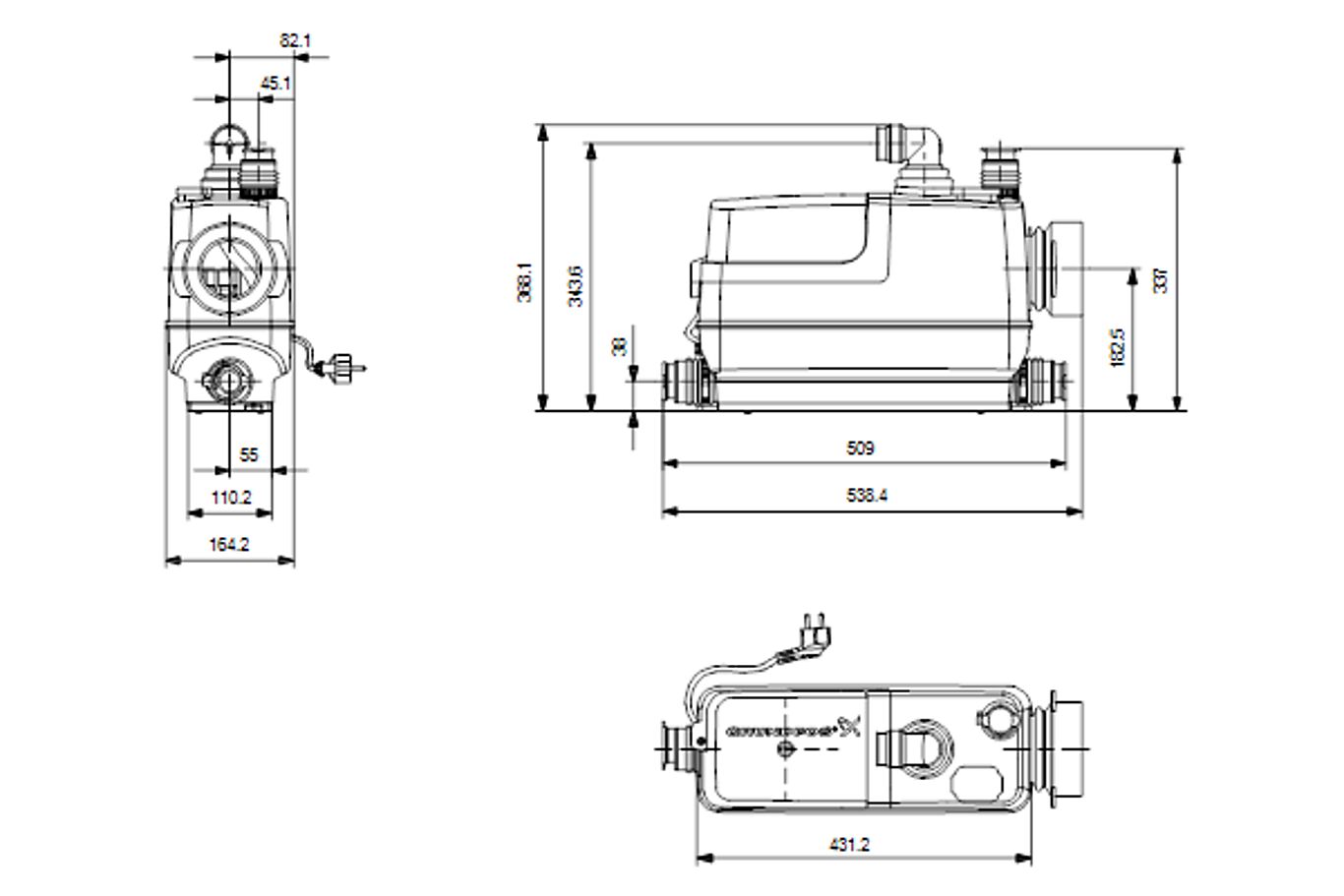Grundfos Avløpsautomat CWC3 Sololift 2. Max 50° 1