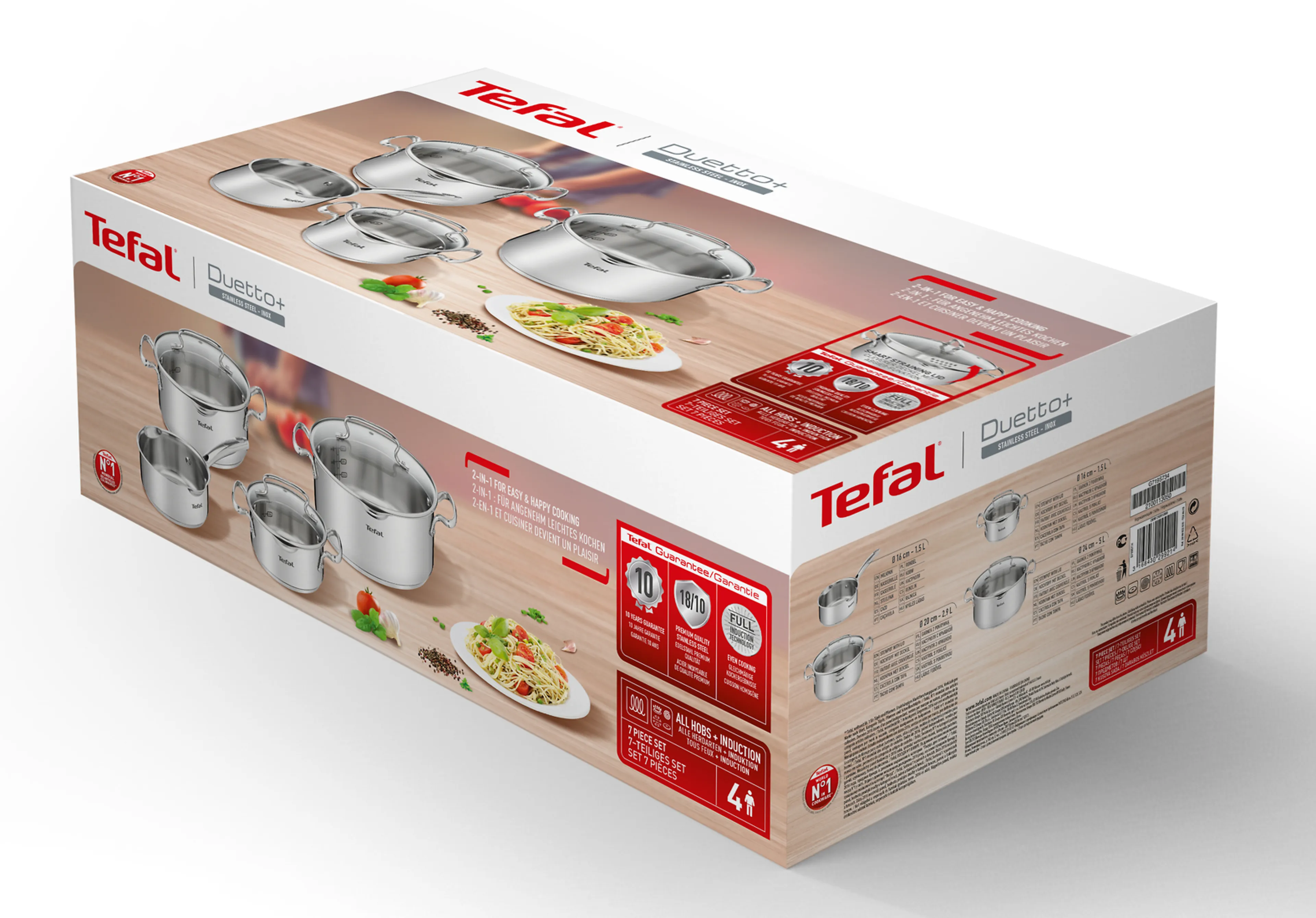 Tefal Duetto+ G719S735 - 4-delige kookset