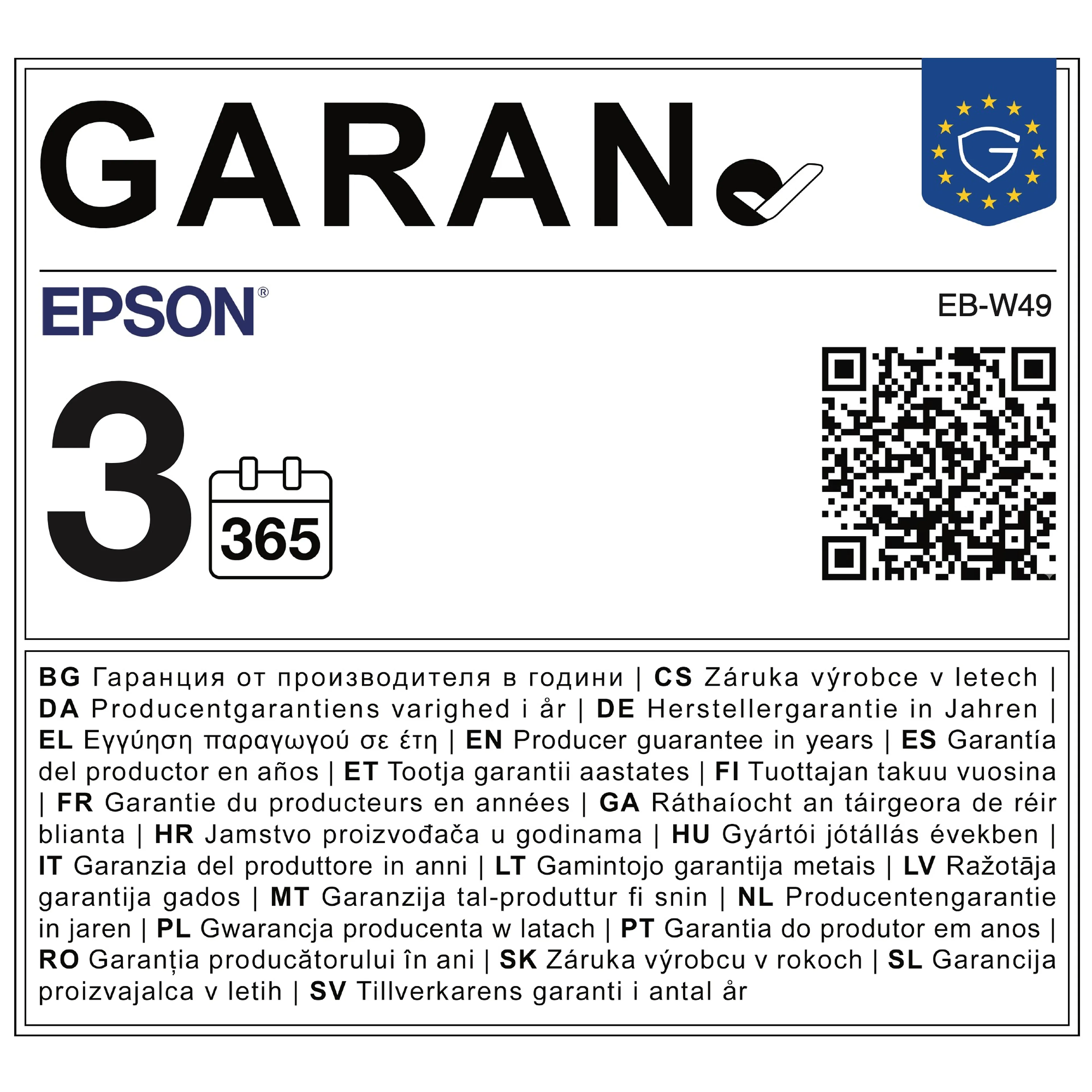 Epson EB-W49 - 3800 lumen - 16.000:1 contrast - 17.000 uur lamplevensduur - 5 watt luidspreker