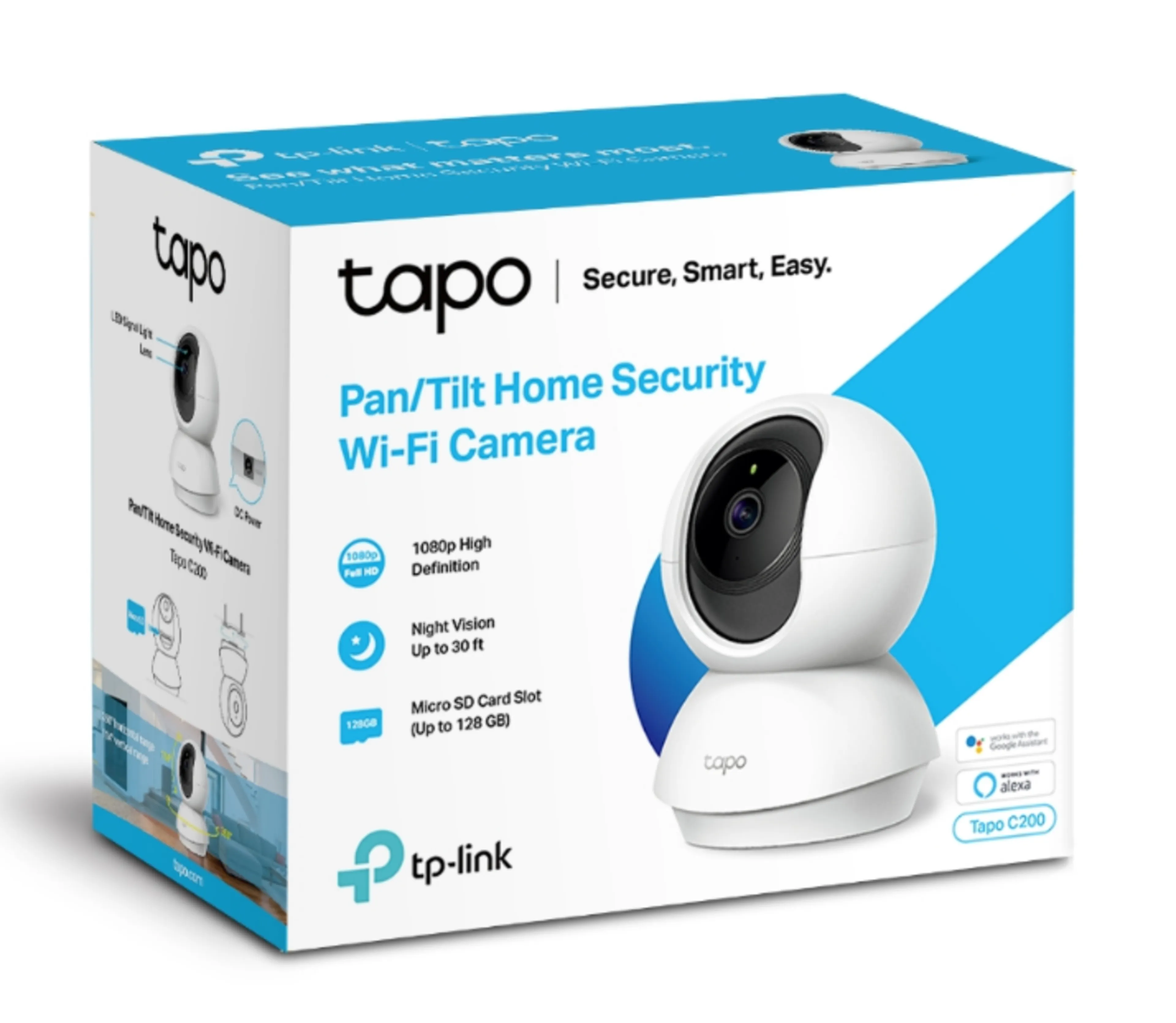 TP-Link Tapo C200 - pan/tilt Wi-Fi camera - 1080p full hd - 86.6 x 85 x 117.7 mm