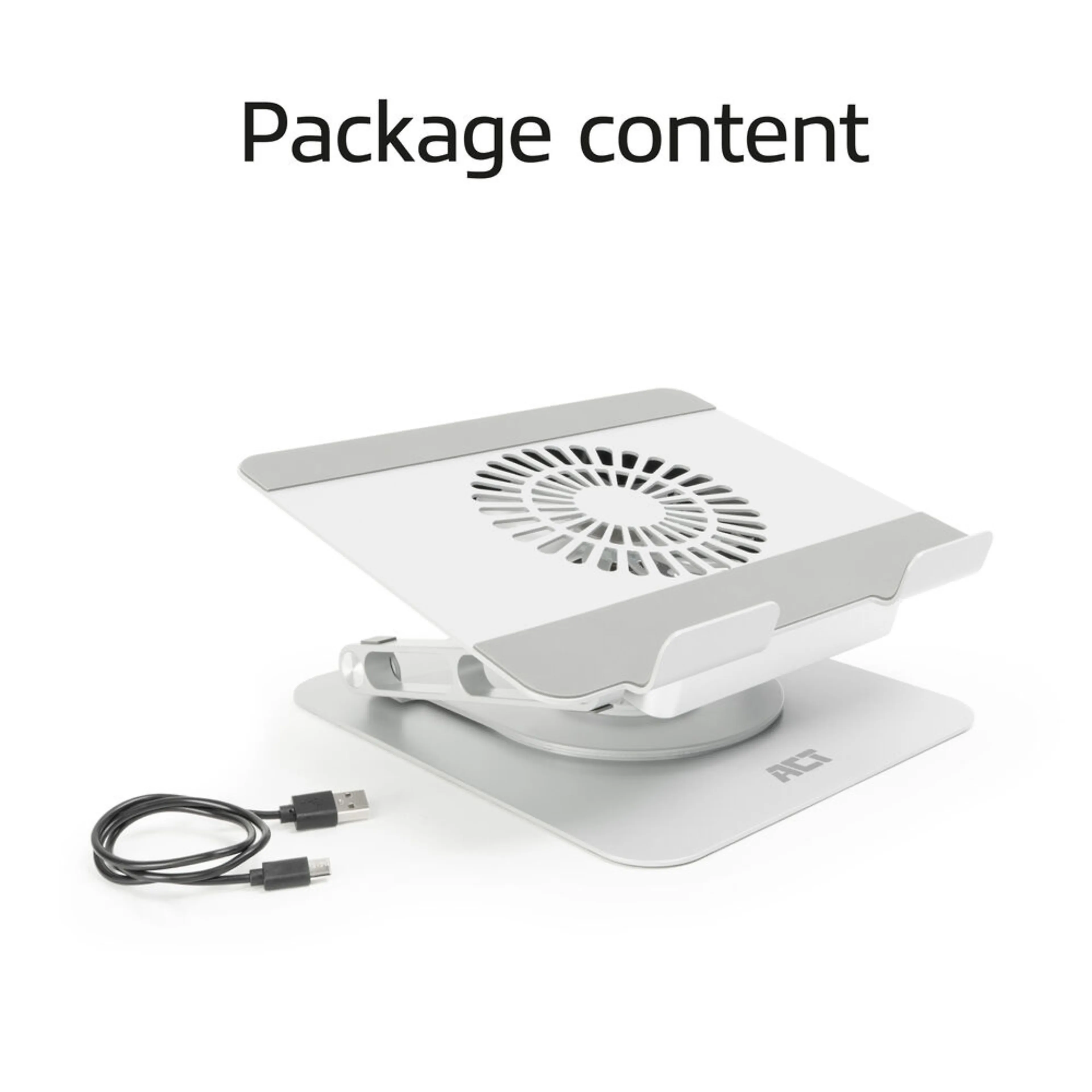 ACT support de refroidissement pivotant pour ordinateur portable - réglable en hauteur - ventilateur USB - antidérapant
