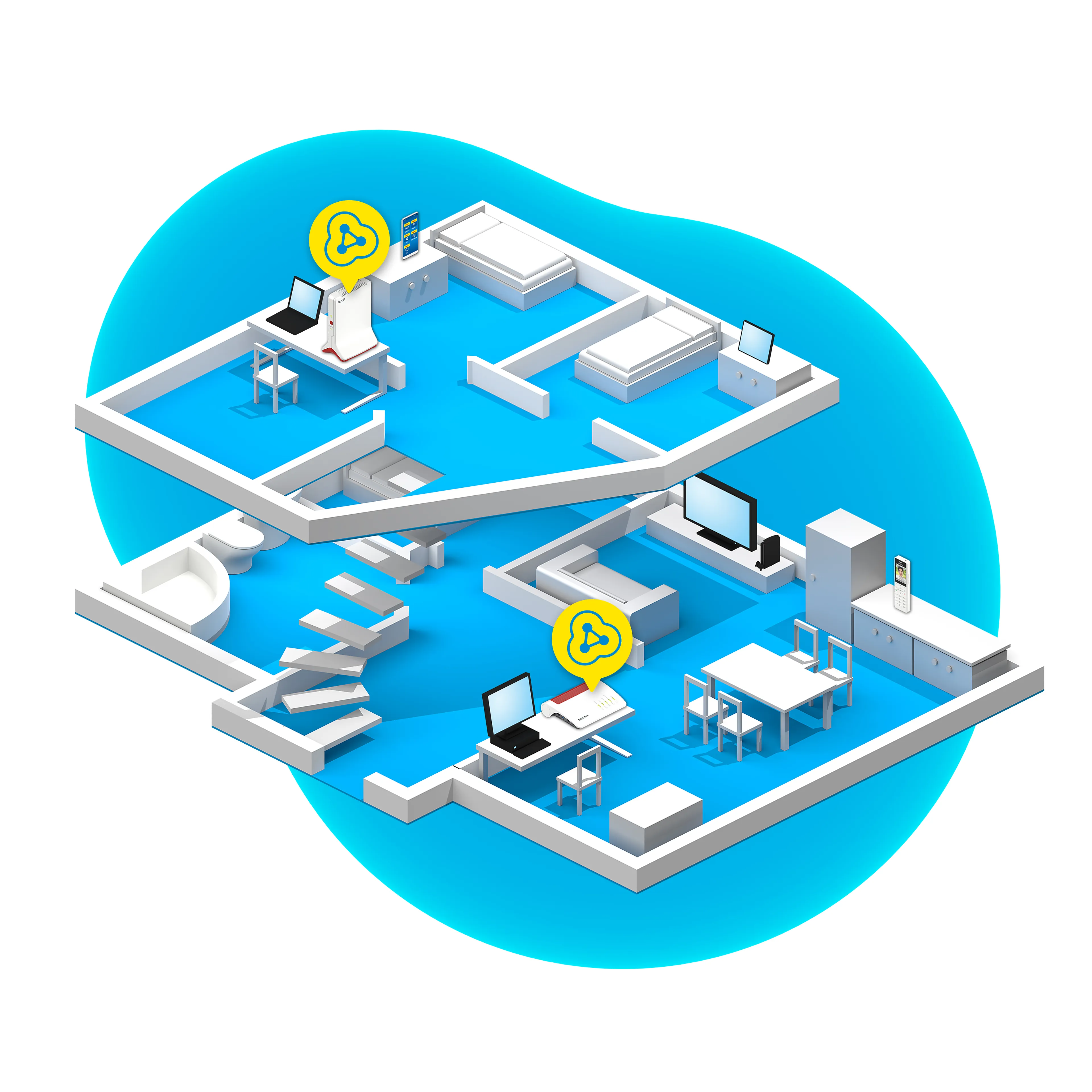 AVM FRITZ!Repeater 6000 - Wi-Fi 6 - Tri-bande - 6000 MBit/s - 2 ports LAN Gigabit