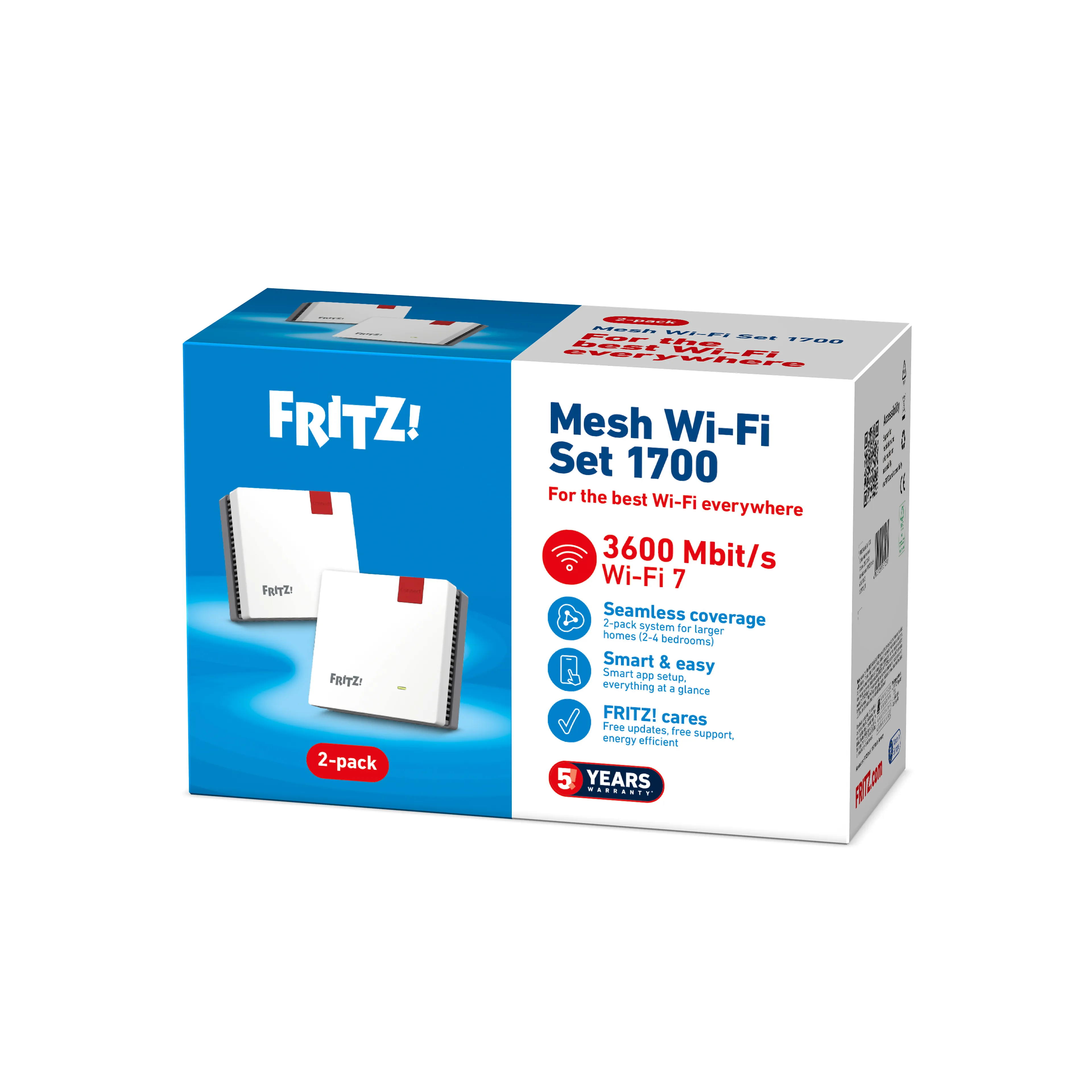 AVM FRITZ! Mesh Set 1700 - Wi-Fi 7 - Débit 3600 Mbit/s - Lot de 2