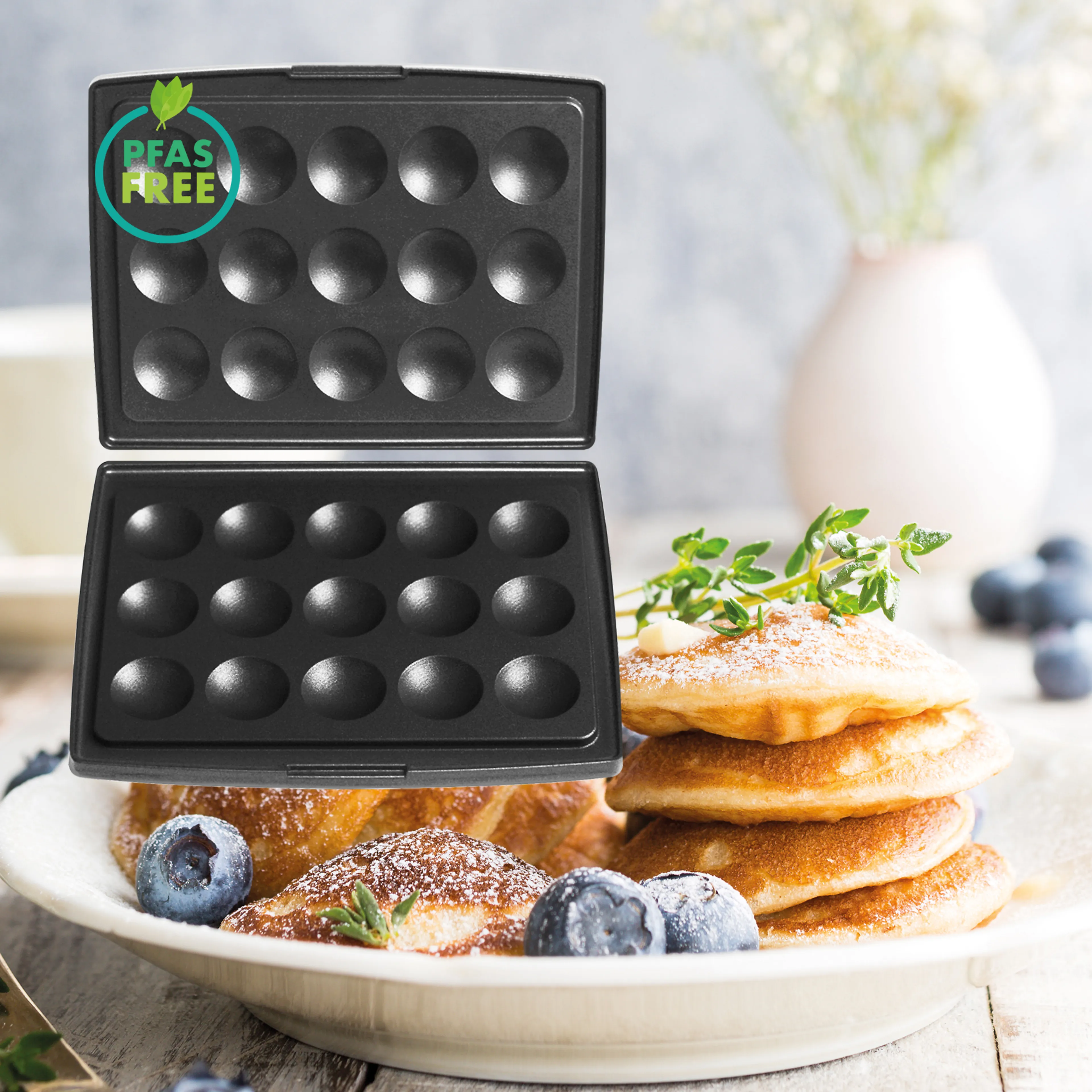 Fritel set bakplaten geschikt voor 15 poffertjes of blini