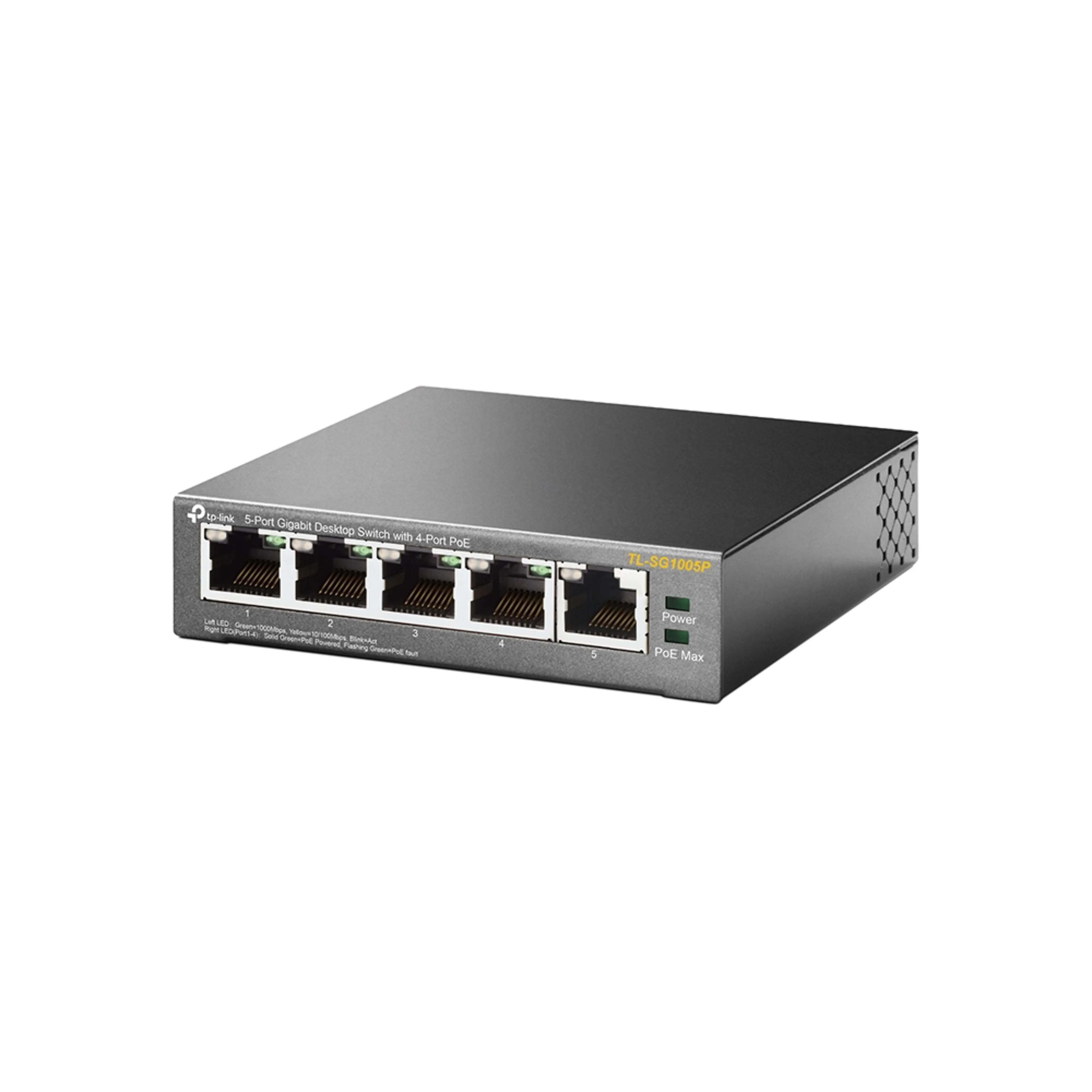 TP-Link 5-Port Gigabit Desktop Switch TL-SG1005P - 4 PoE poorten - 56W PoE vermogen - stalen behuizing - fanless