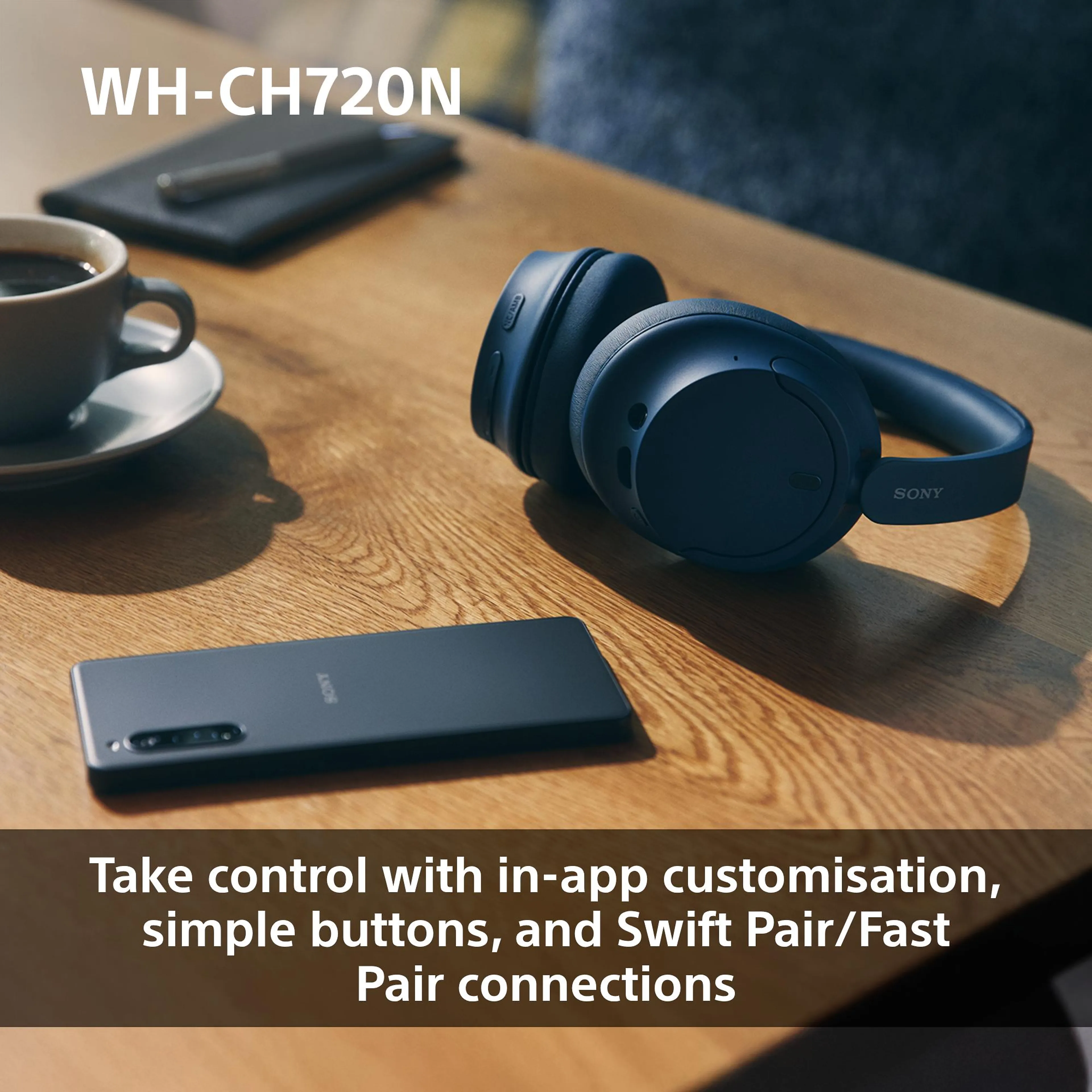 Sony draadloze over-ear koptelefoon WH-CH720N - Bluetooth 5.2 - noise cancelling - roze