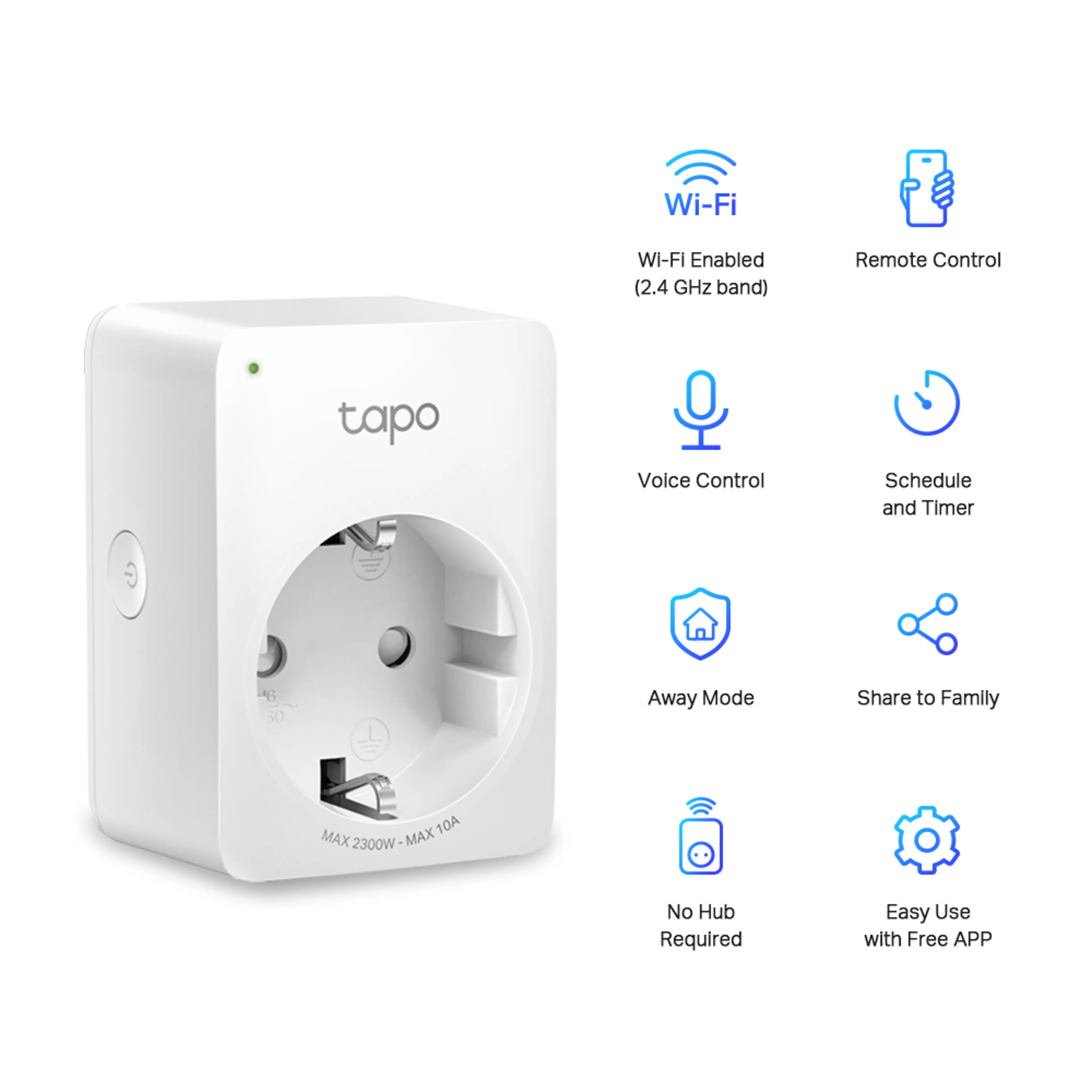 TP-Link Tapo P100 - Wi-Fi - Bluetooth 4.2 - 220-240 V - 13 A