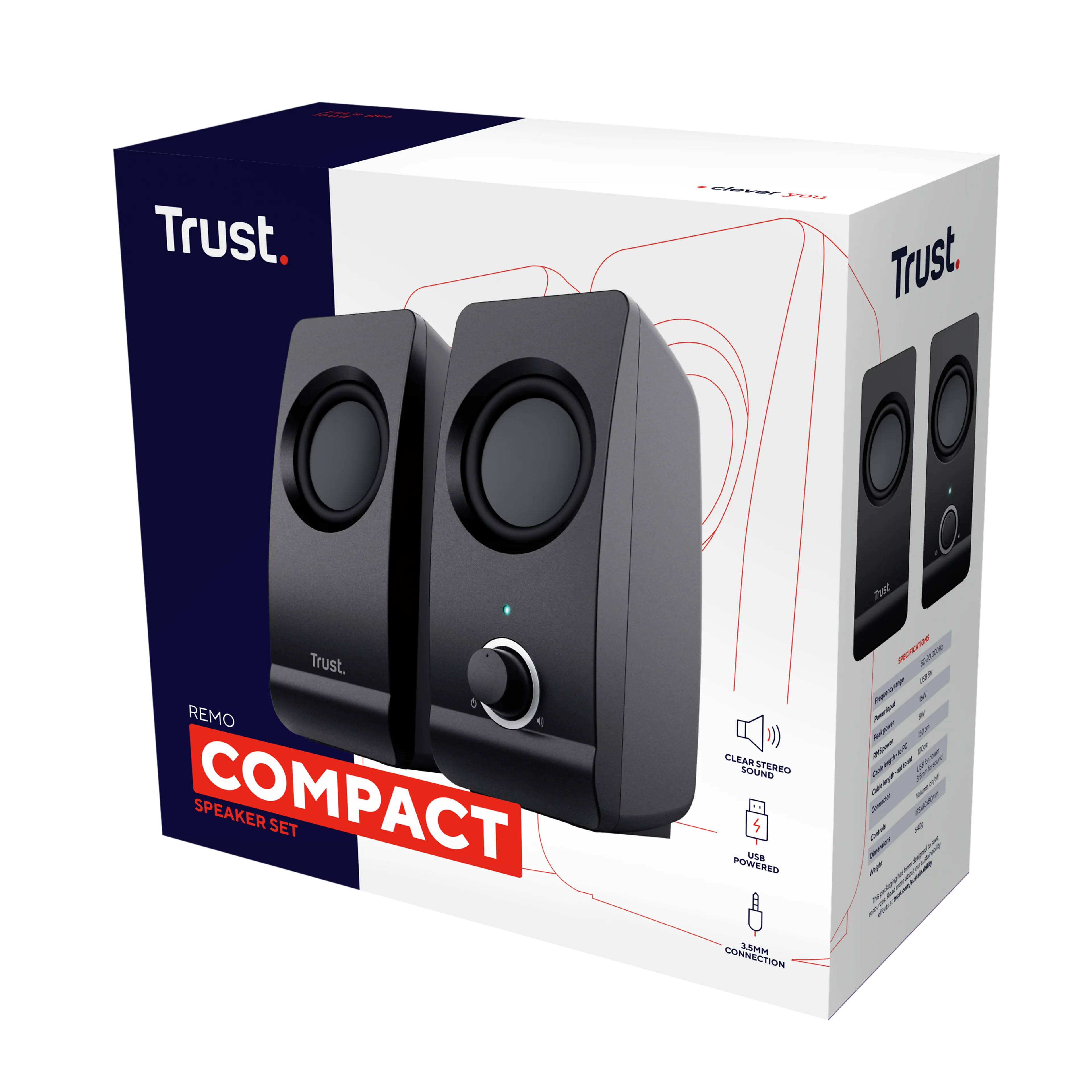 Trust Remo 2.0 luidsprekerset - USB gevoed - zwart