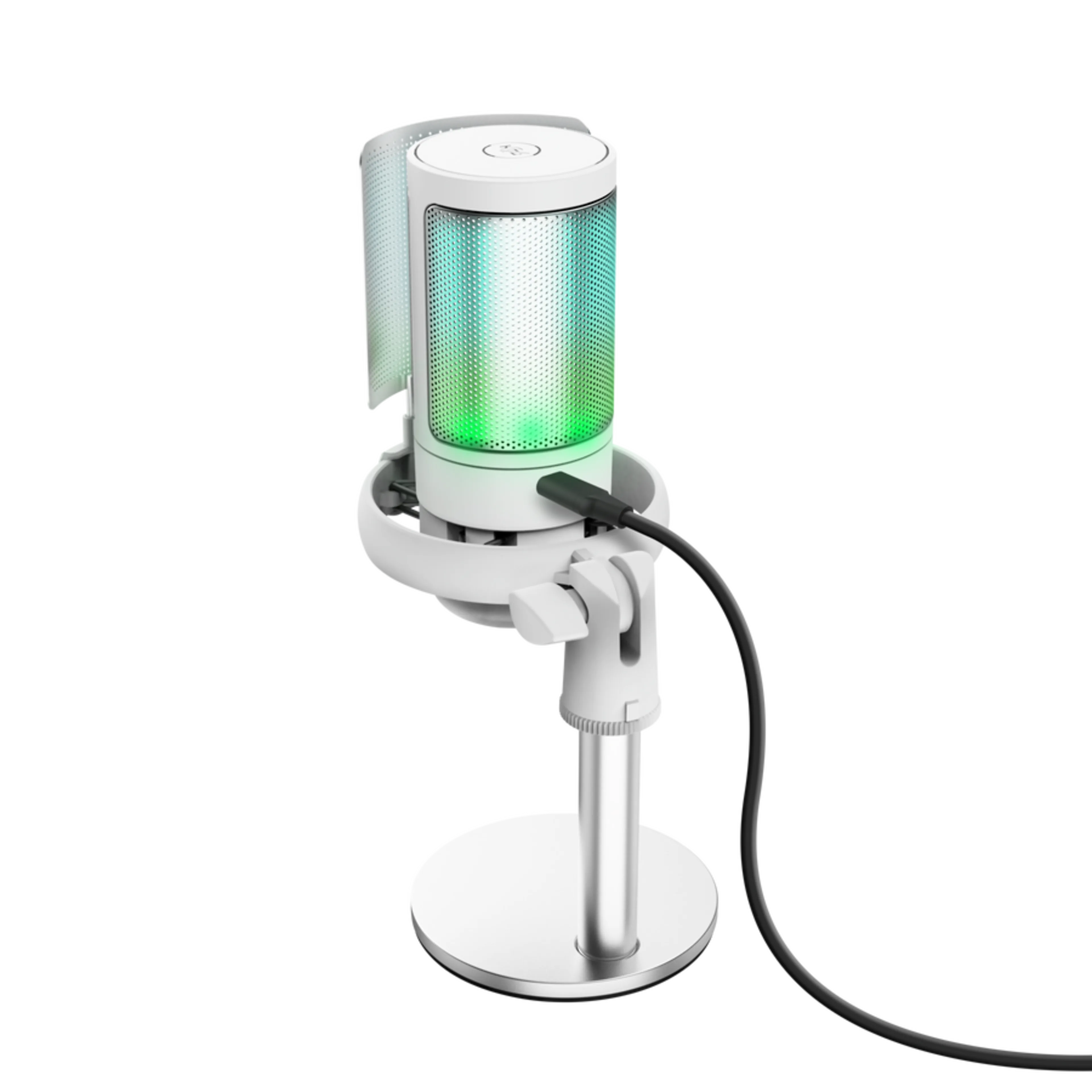 Trust GXT 238W Auron usb-microfoon - wit - verlicht - met metalen standaard