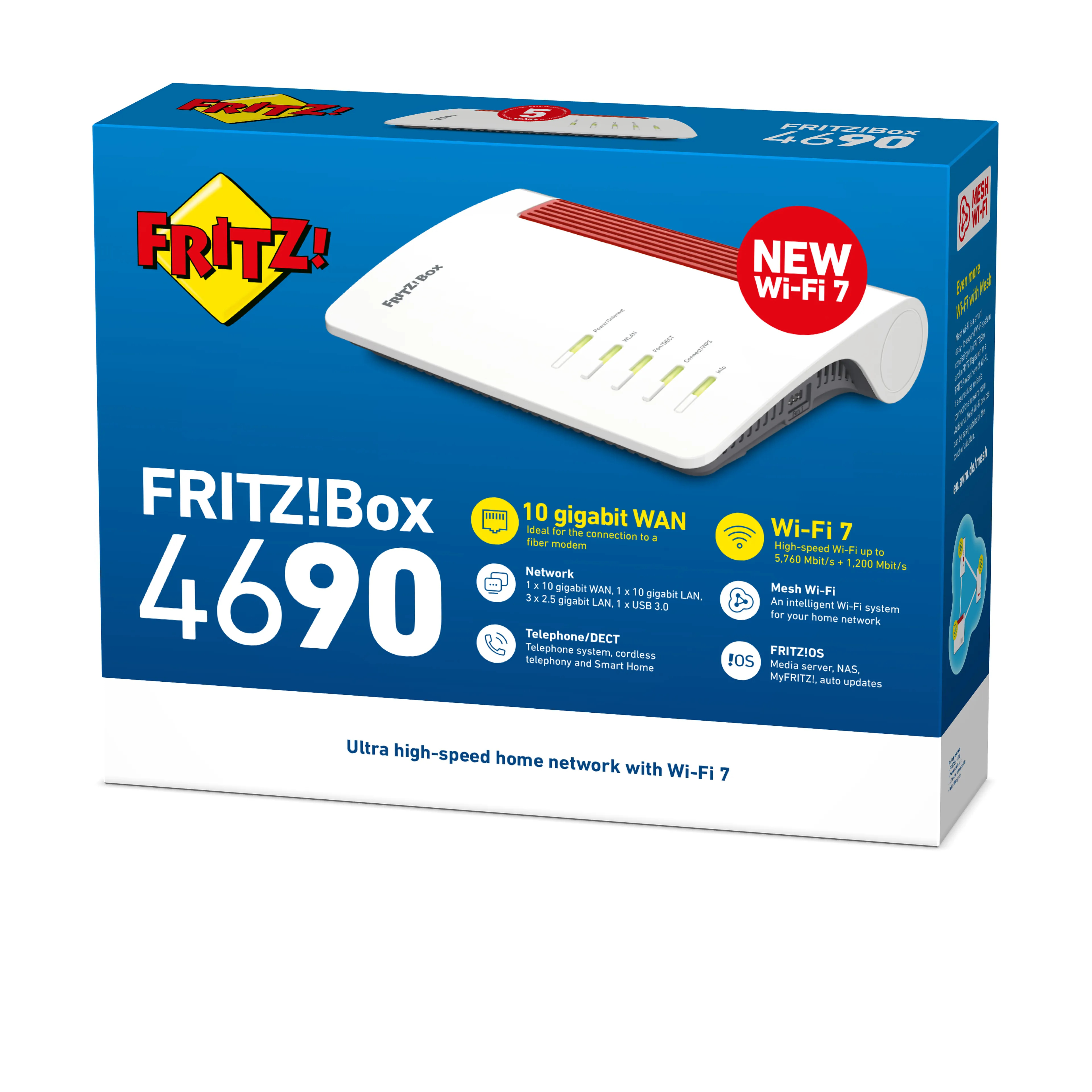 AVM FRITZ!Box 4690 - Wi-Fi 7 - 10 Gbit/s WAN - 10 Gbit/s LAN - 2,5 Gbit/s LAN poorten