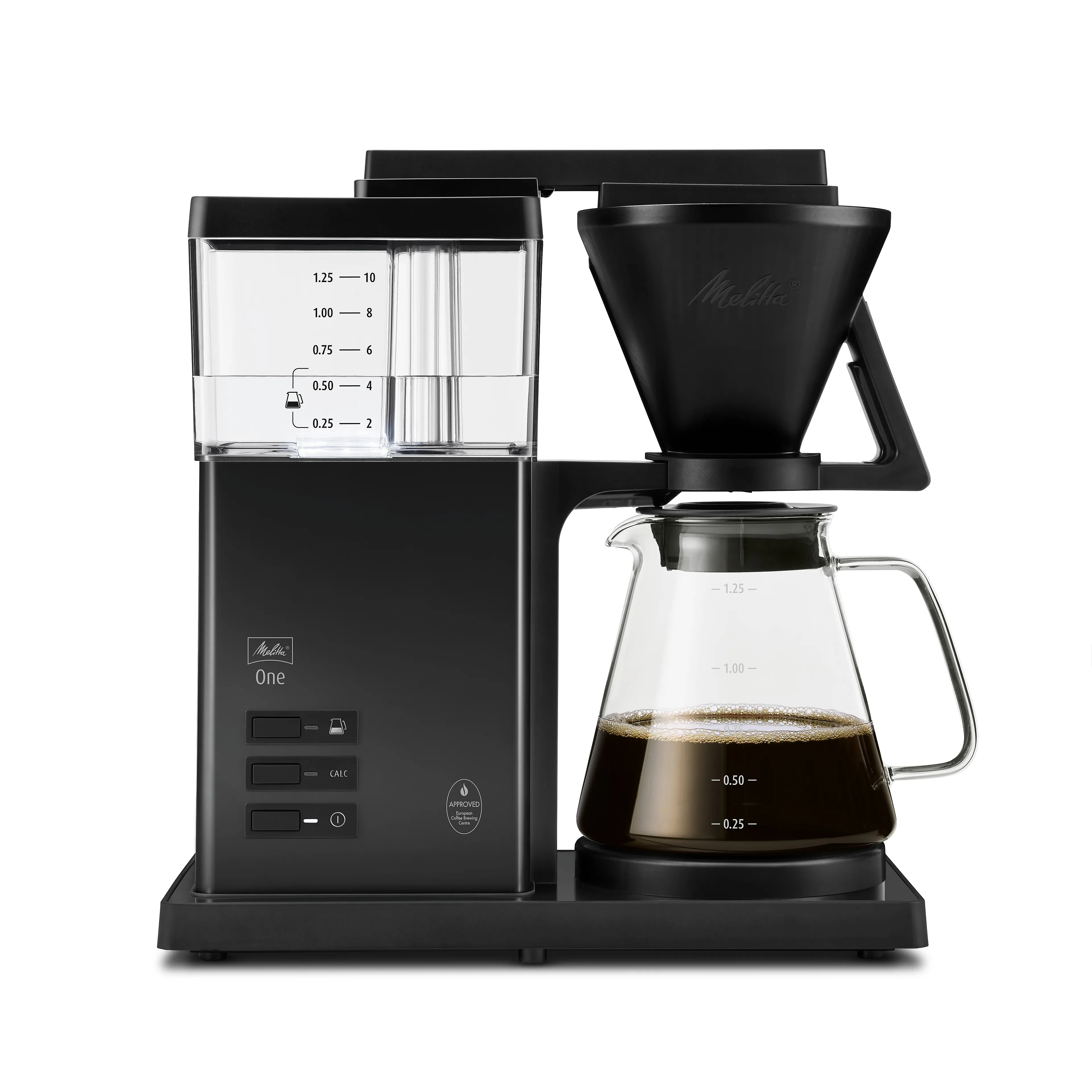 Melitta one pure zwart 1031-02 - 36 x 36 x 16 cm - ontkalkingsprogramma - LED-verlichting - zettemperatuur 92–96 °C