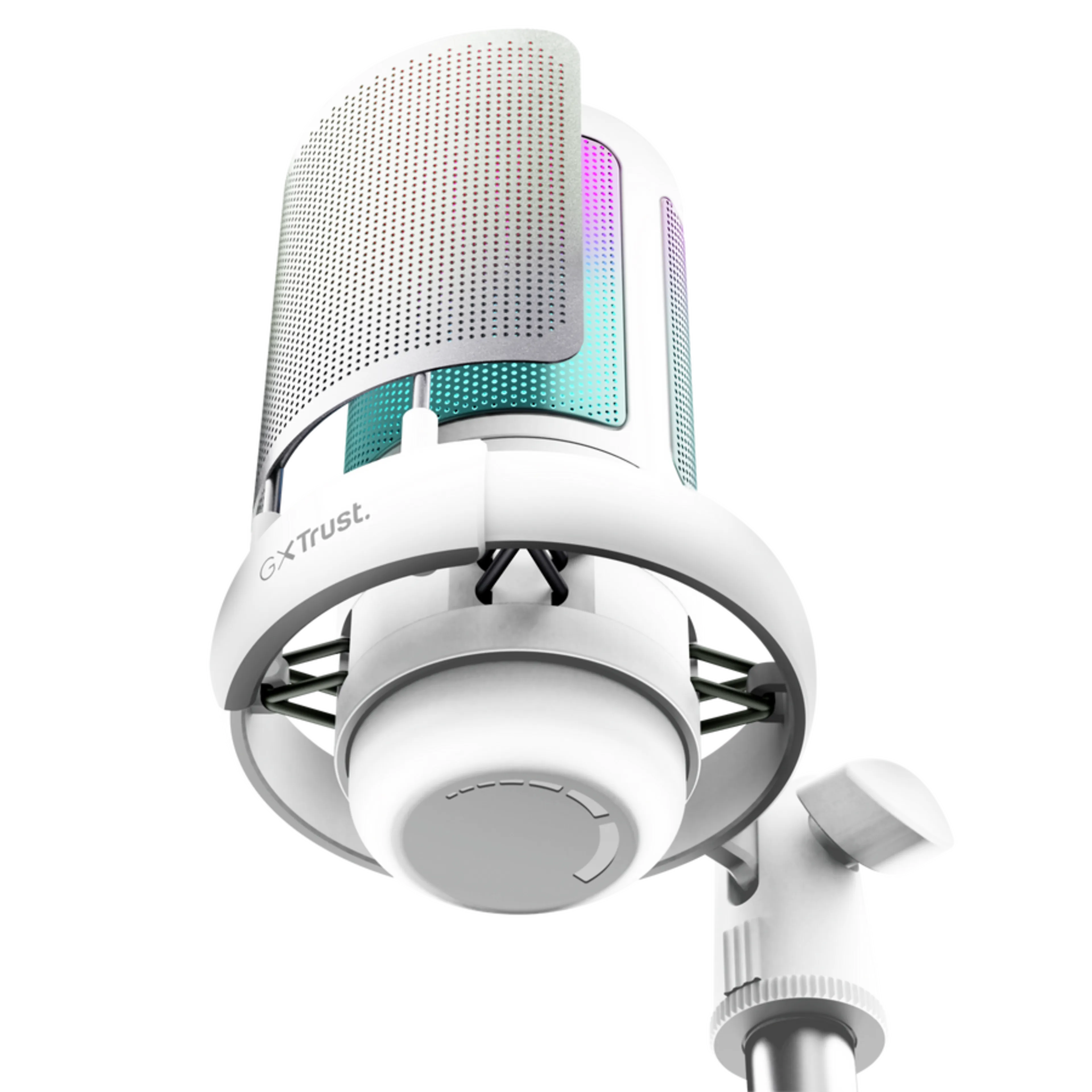 Trust GXT 238W Auron usb-microfoon - wit - verlicht - met metalen standaard