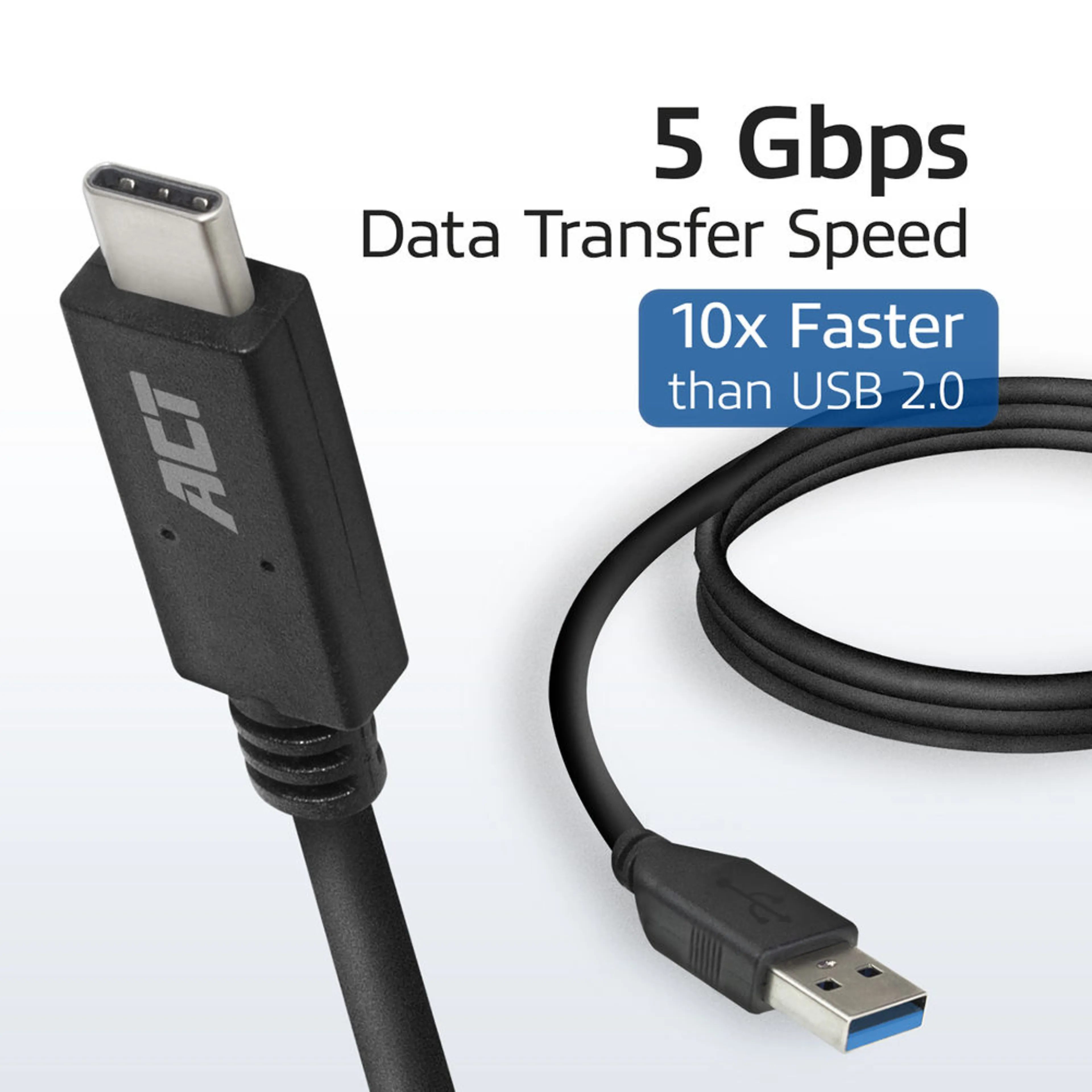 ACT Câble USB-A vers USB-C AC7417 - USB 3.2 Gen1 - 5Gbps - 60W - 2 mètres