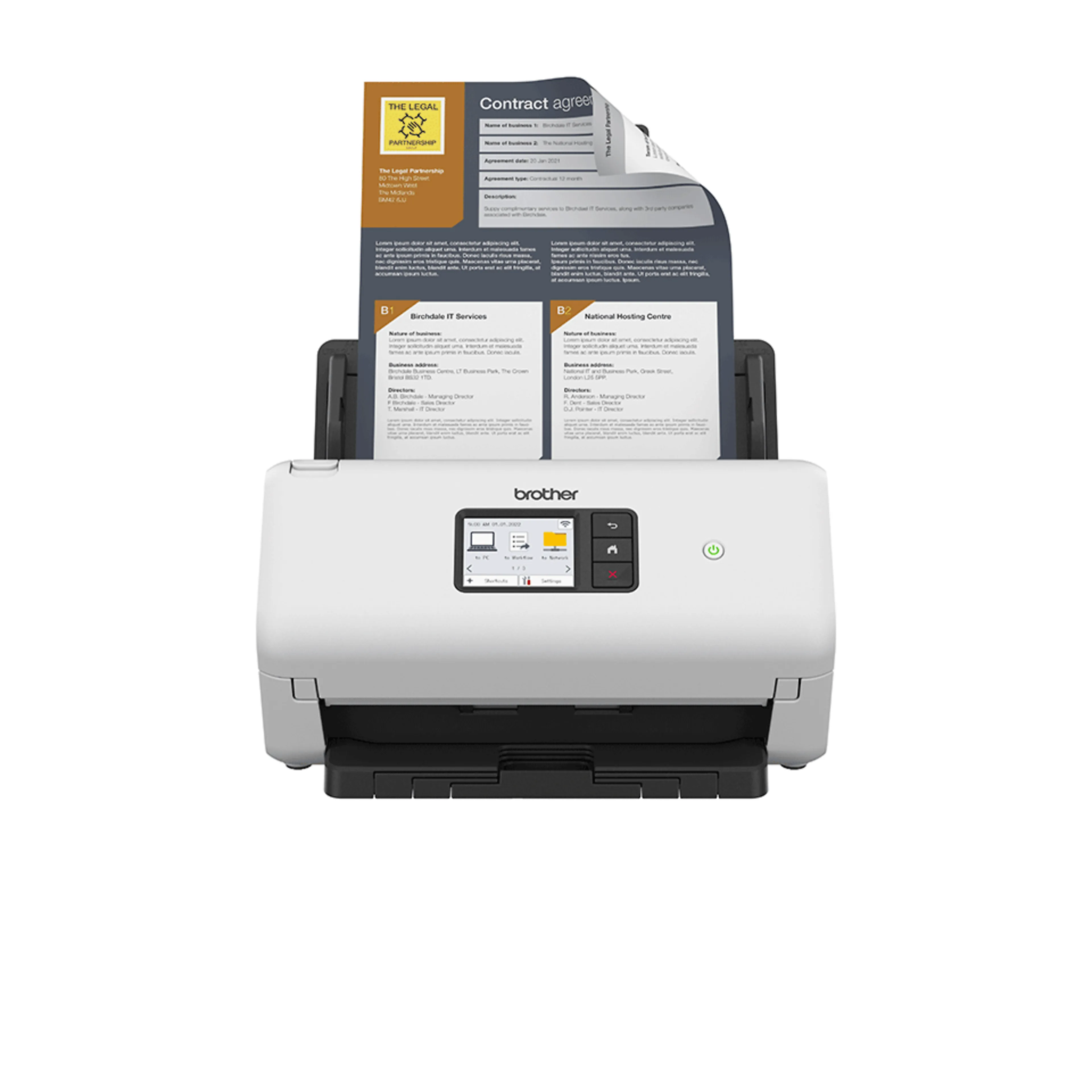 Brother desktopscanner ADS-4550W - dubbelzijdig scannen - 35 ppm - 600 x 600 dpi - 512MB RAM