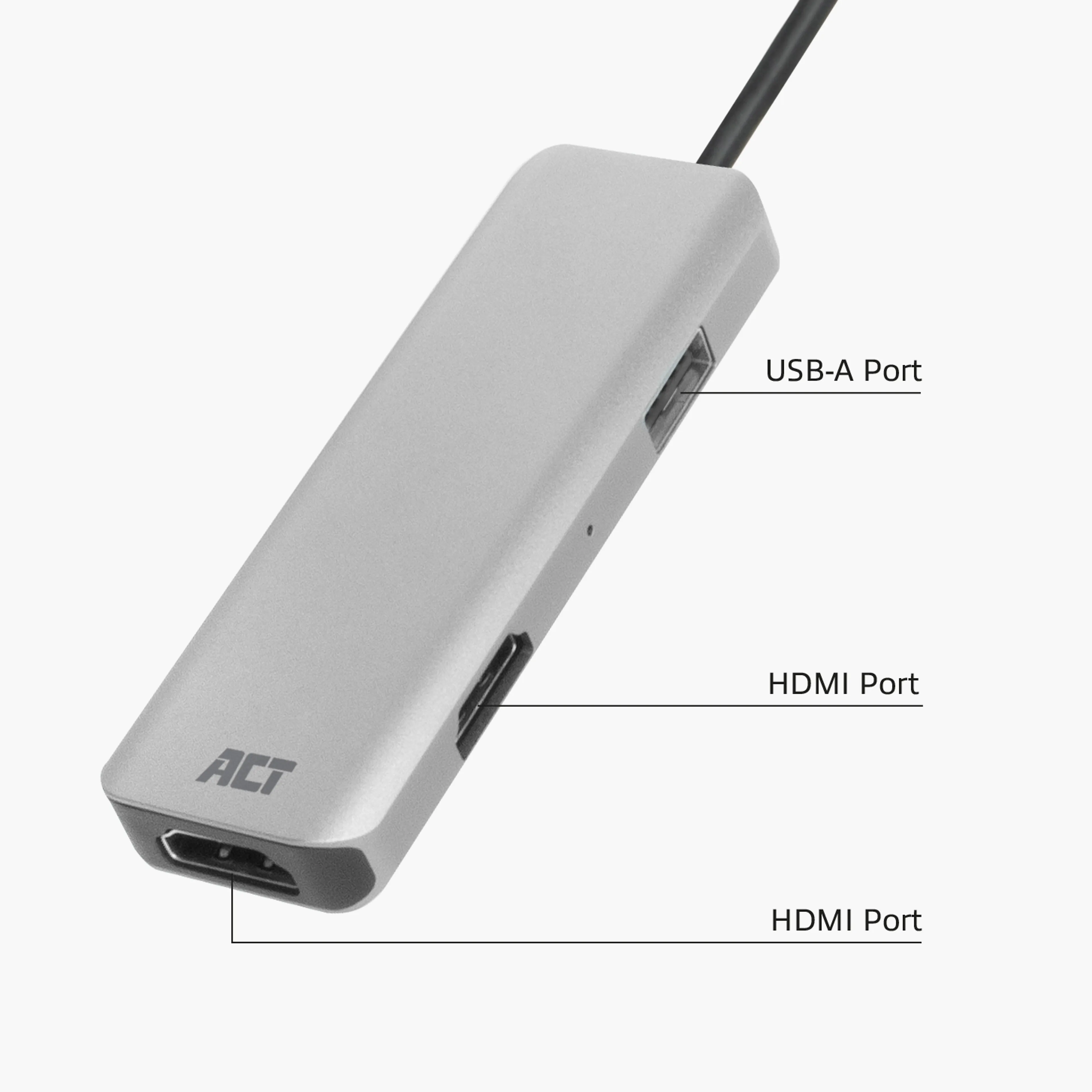 ACT USB-C 4K multiport adapter - 2 hdmi monitoren - usb-a datapoort