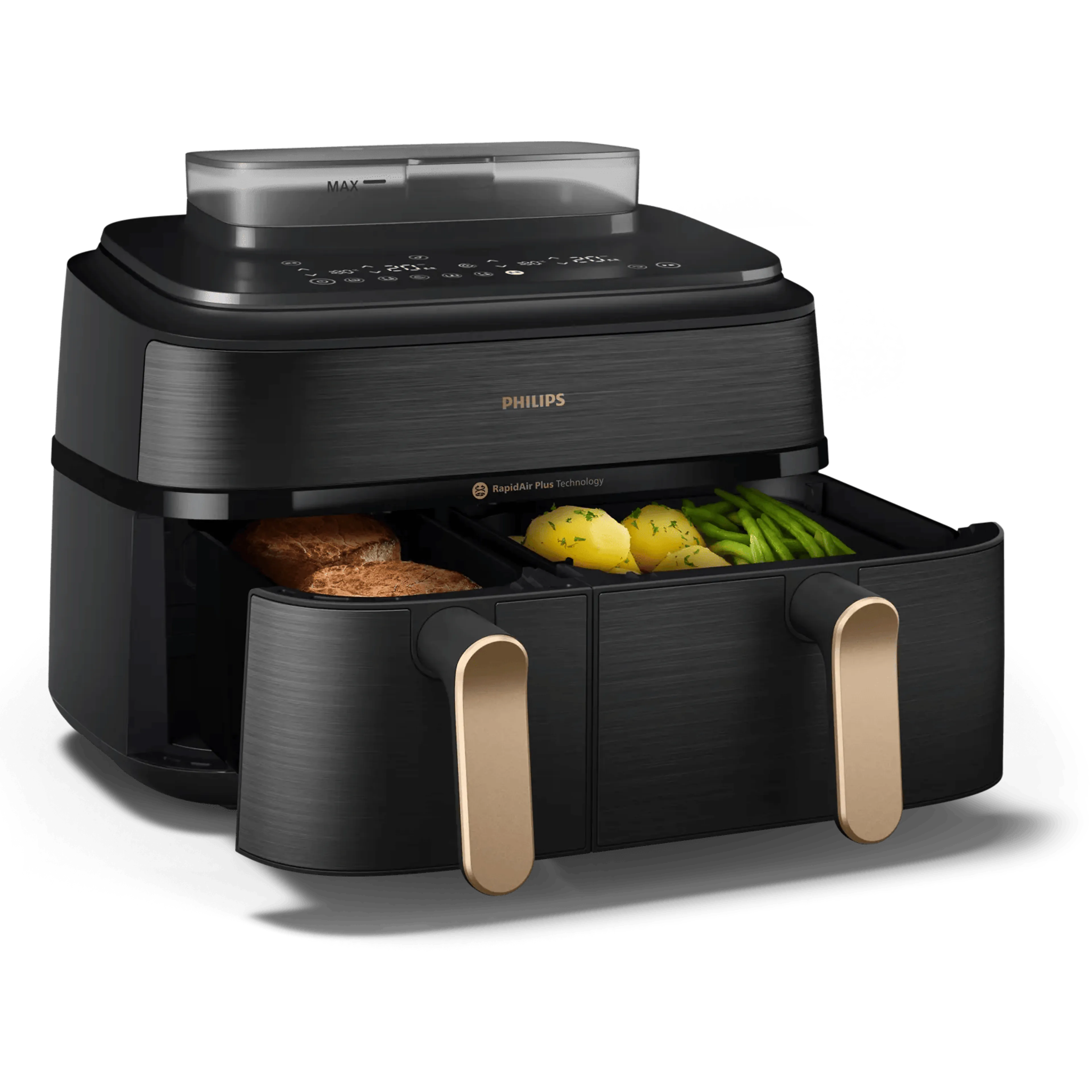 Philips 5000 series Airfryer Dual Basket 9L met stoomfunctie RapidAir Plus digitaal zwart roestvrij staal