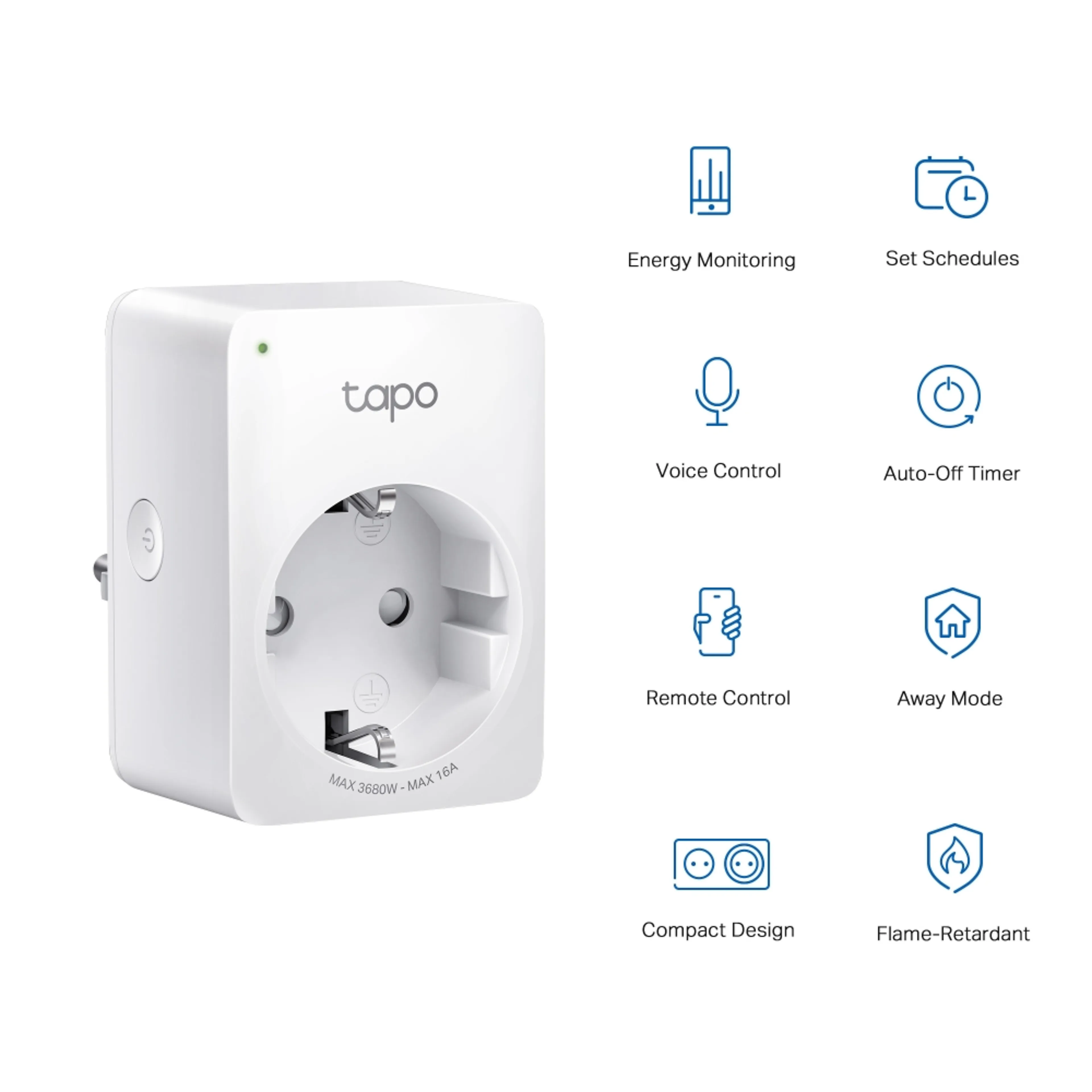 TP-Link Tapo P110 - Mini smart Wi-Fi socket - energiemonitoring - 2-pack - 72x51x40 mm