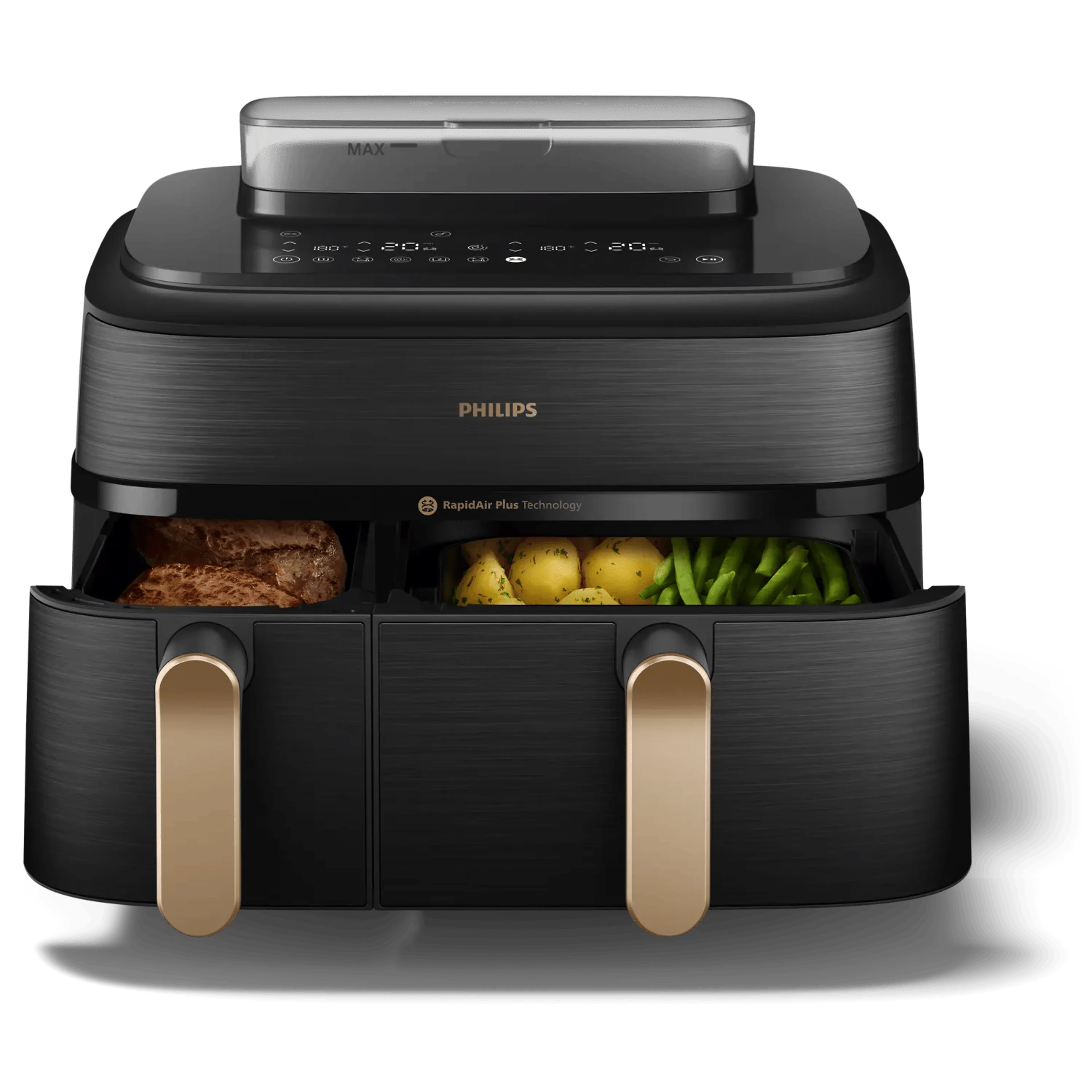 Philips 5000 series Airfryer Dual Basket 9L met stoomfunctie RapidAir Plus digitaal zwart roestvrij staal