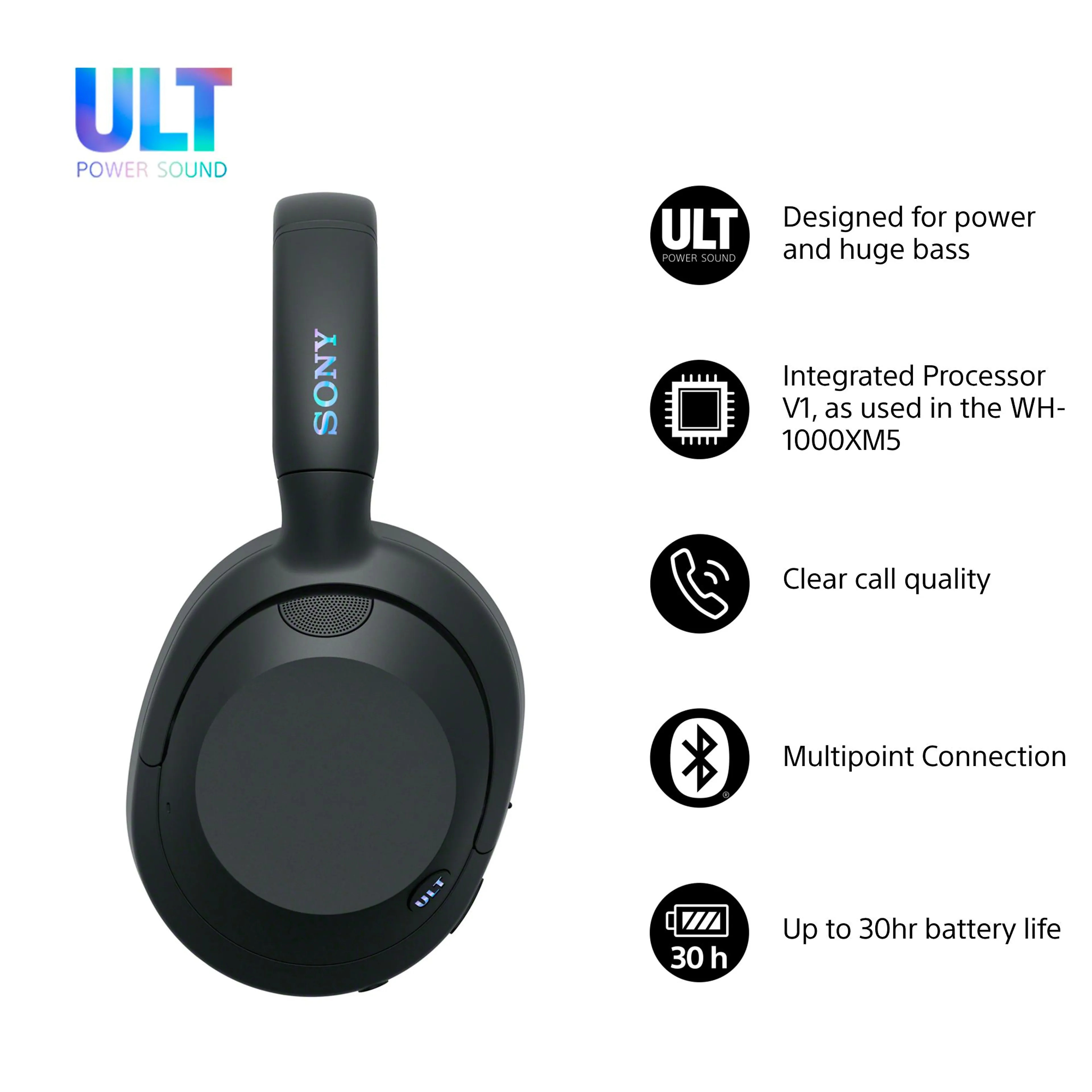 Sony ULT Wear WHULT900NB - connectivité Bluetooth - réduction de bruit - noir