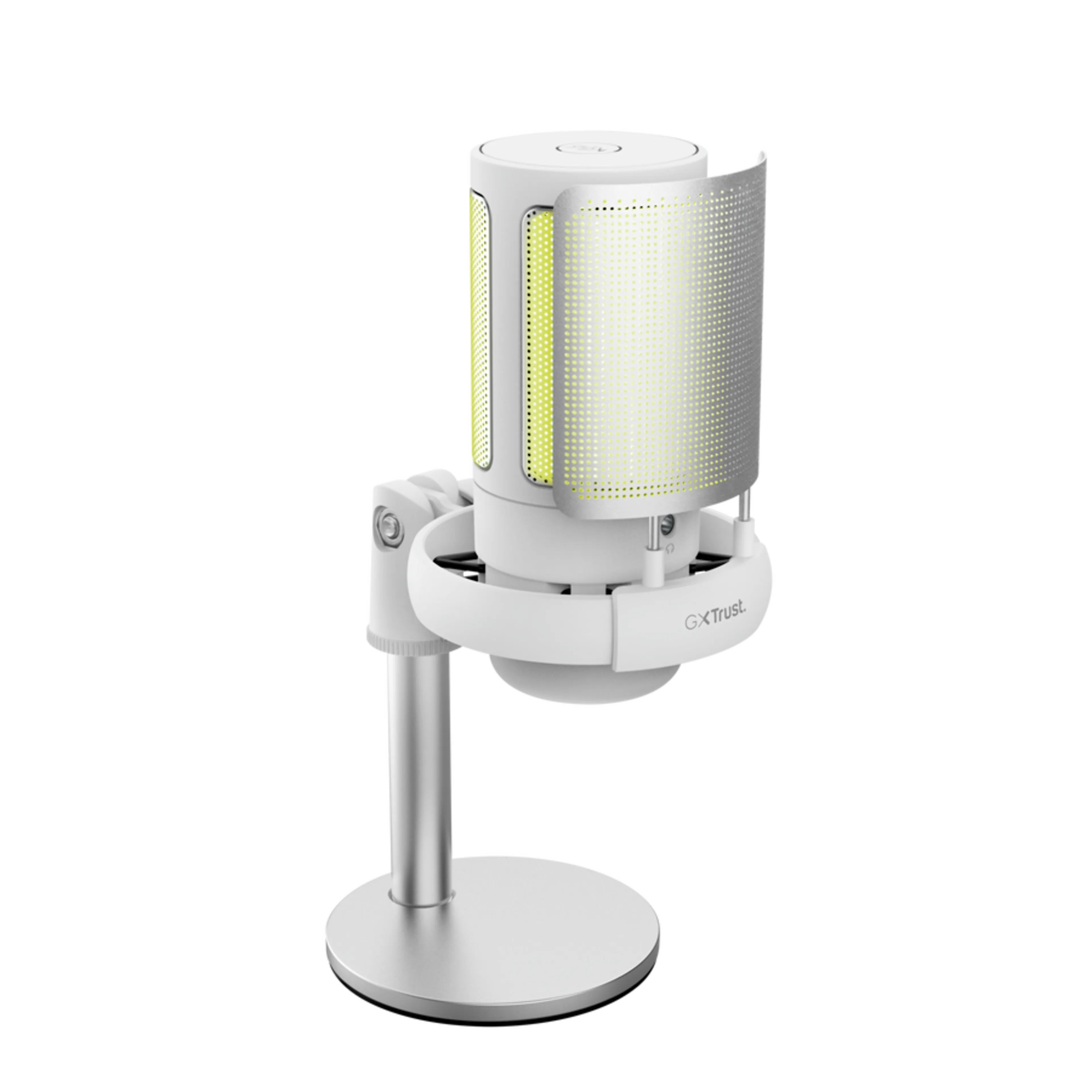 Trust GXT 238W Auron usb-microfoon - wit - verlicht - met metalen standaard