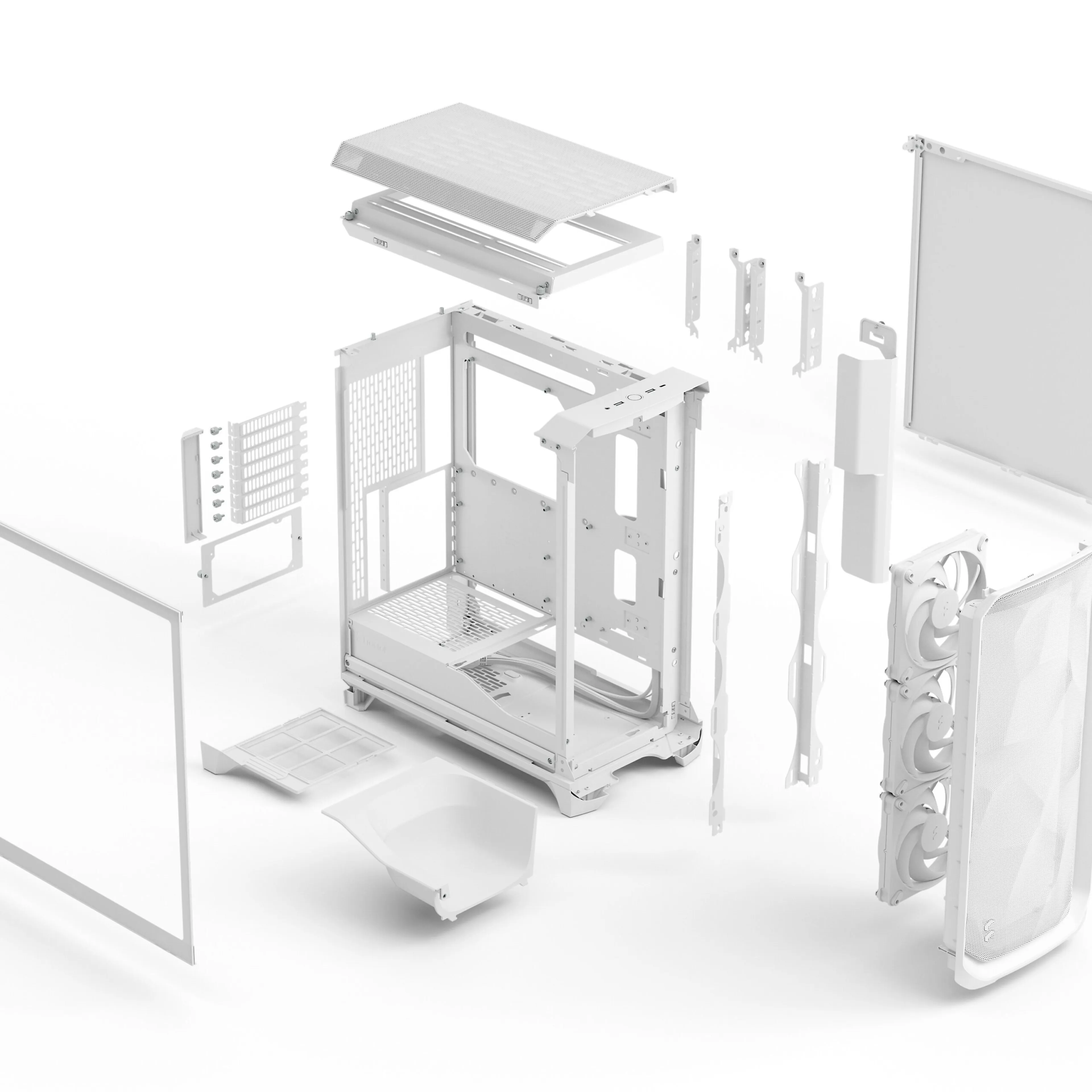 Fractal Design Meshify 3 White TG Clear Tint - E-ATX compatibel - USB Type-C 20 Gbps - 3 Momentum 14 fans