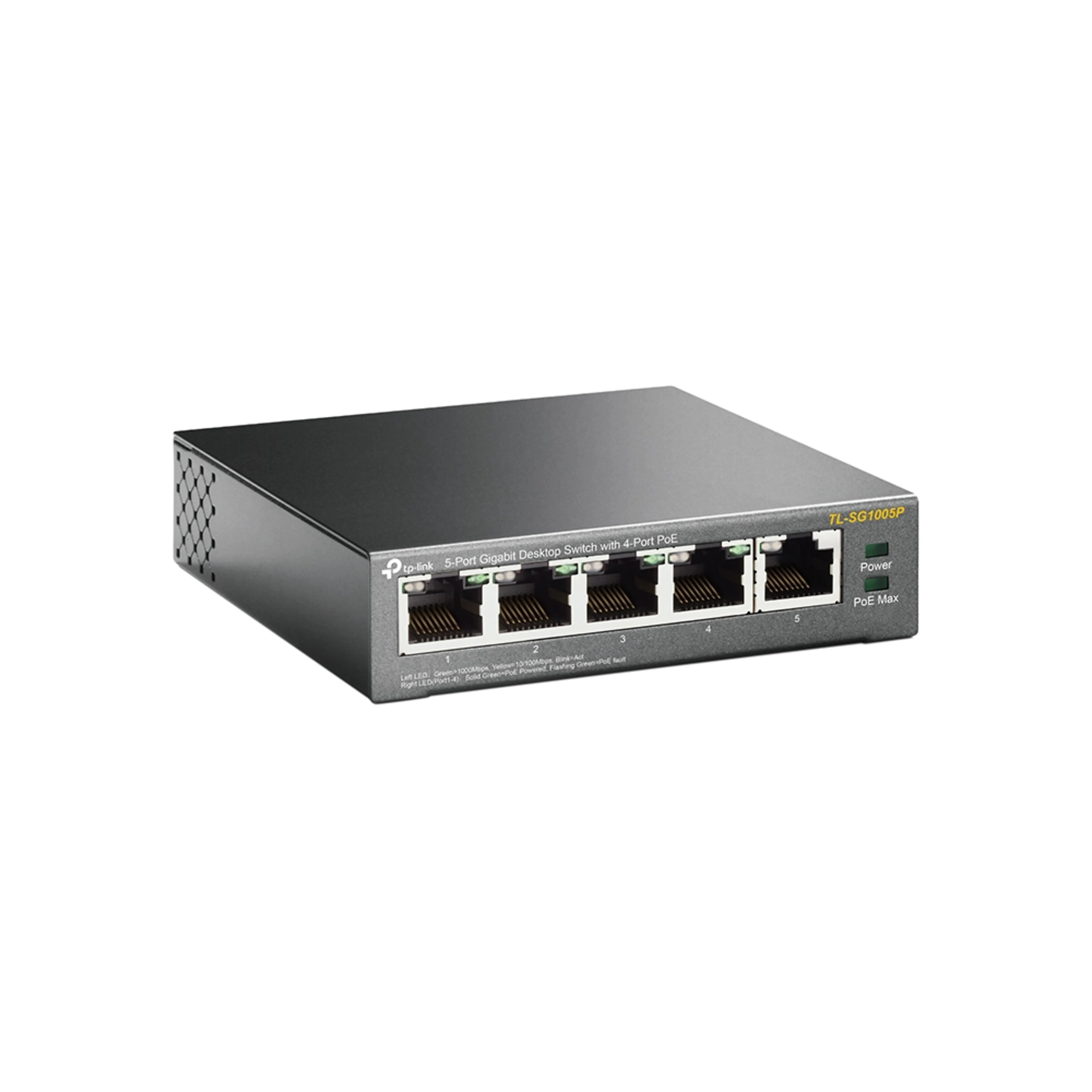 TP-Link 5-Port Gigabit Desktop Switch TL-SG1005P - 4 PoE poorten - 56W PoE vermogen - stalen behuizing - fanless