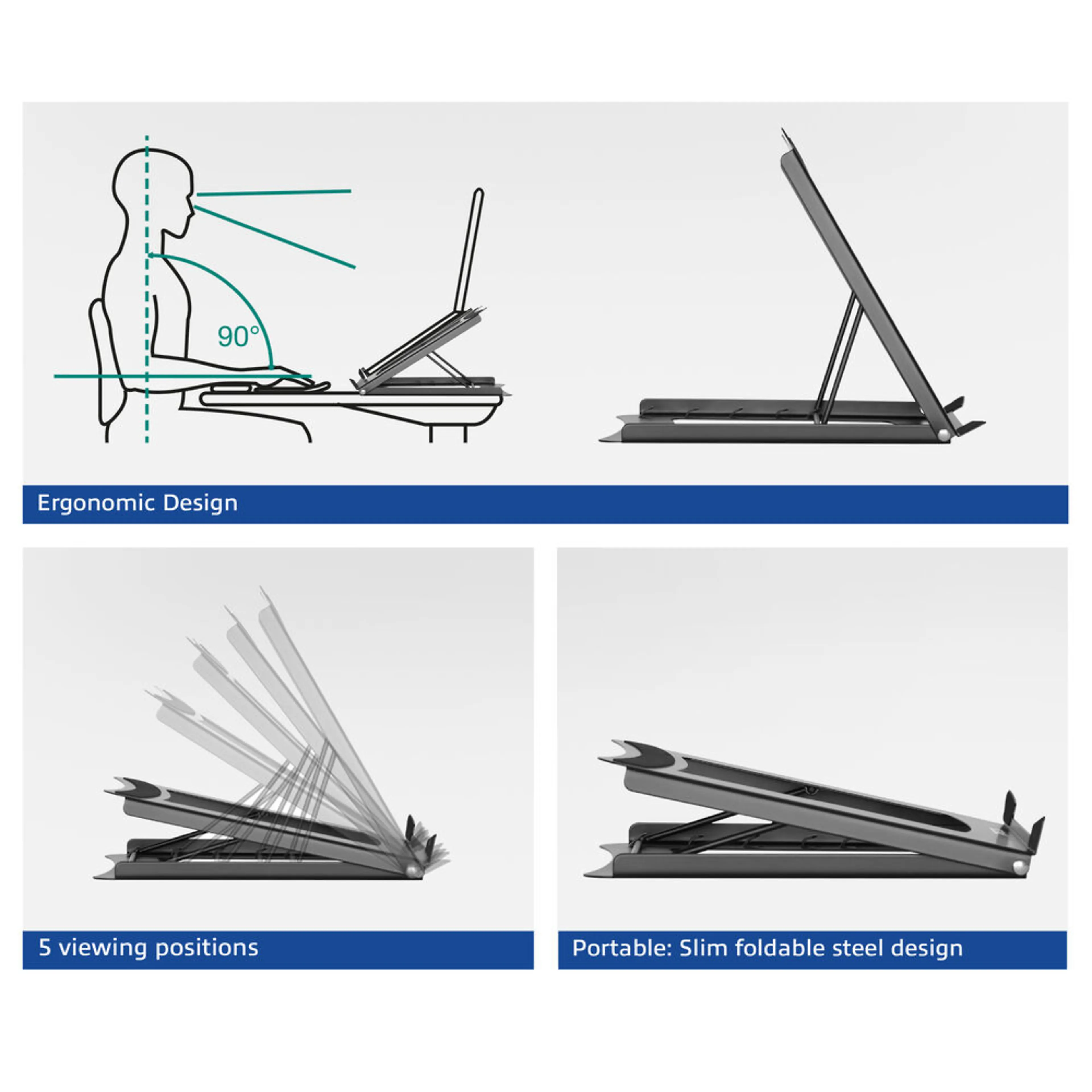 ACT laptopstandaard AC8145 - inklapbaar - hoogte verstelbaar 5 standen