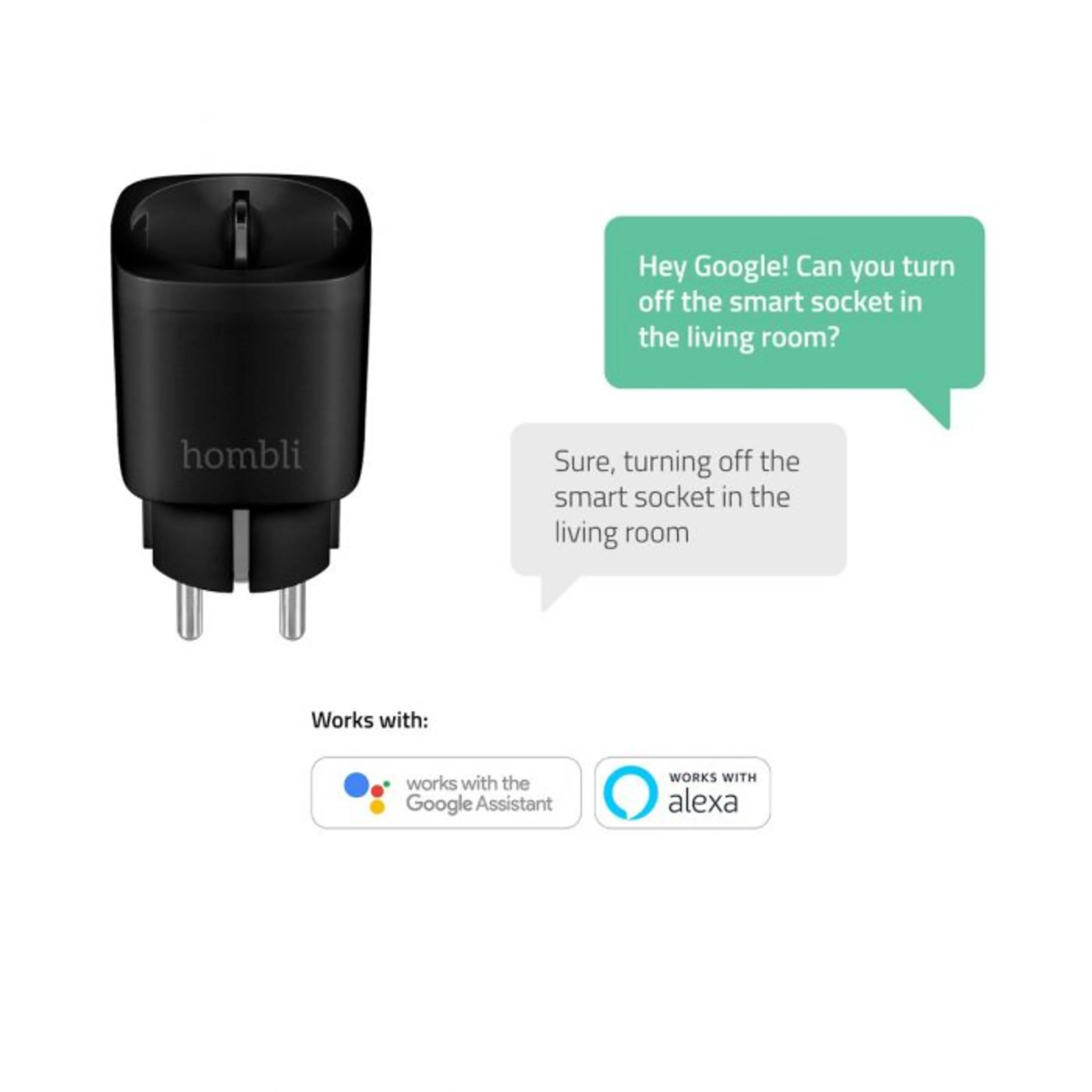 Hombli Smart Socket EU Black 220-250V 3680W 16A WiFi