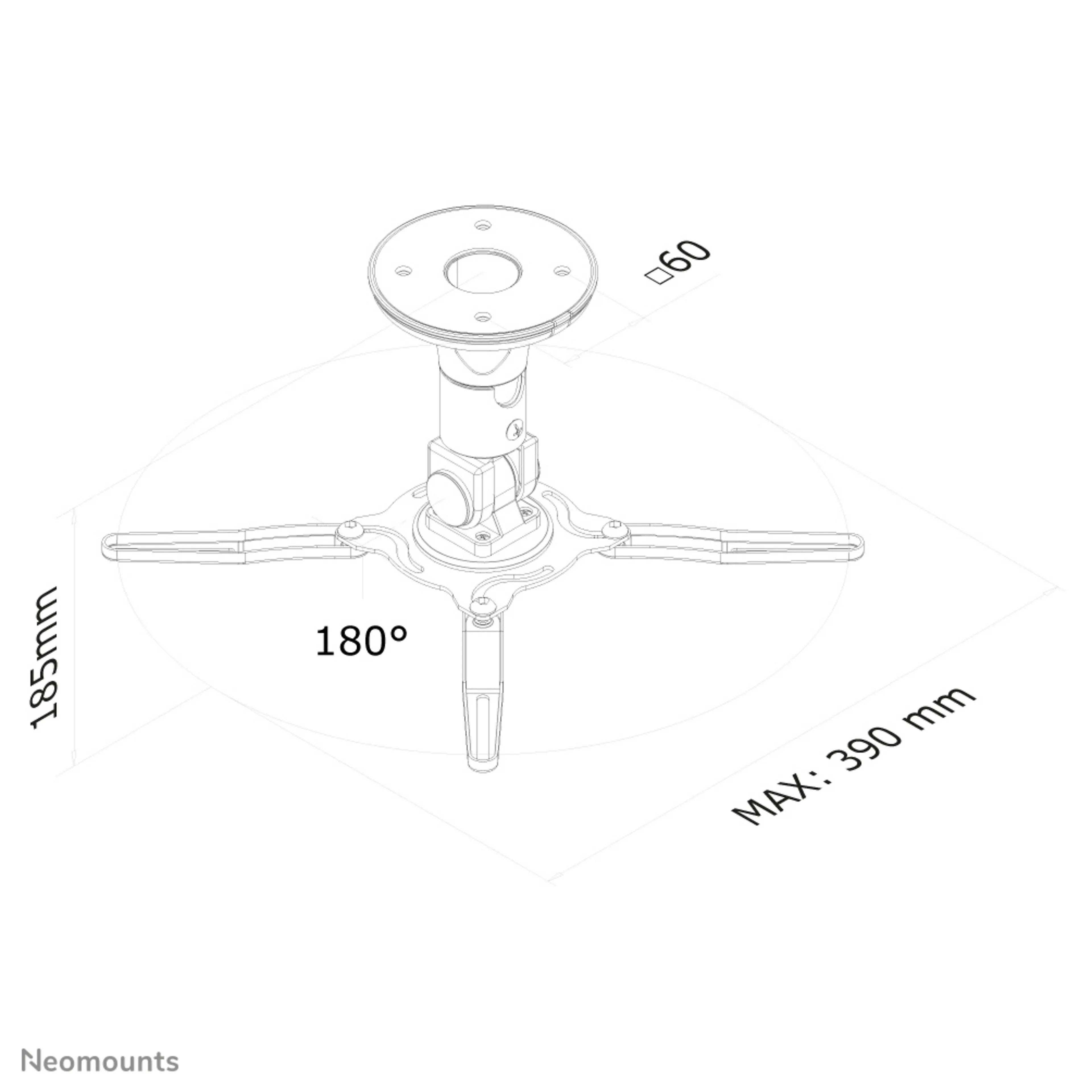 Neomounts Beamer plafondbeugel BEAMER-C50 - hoogte 18,5 cm - max 10 kg - full motion - zwart